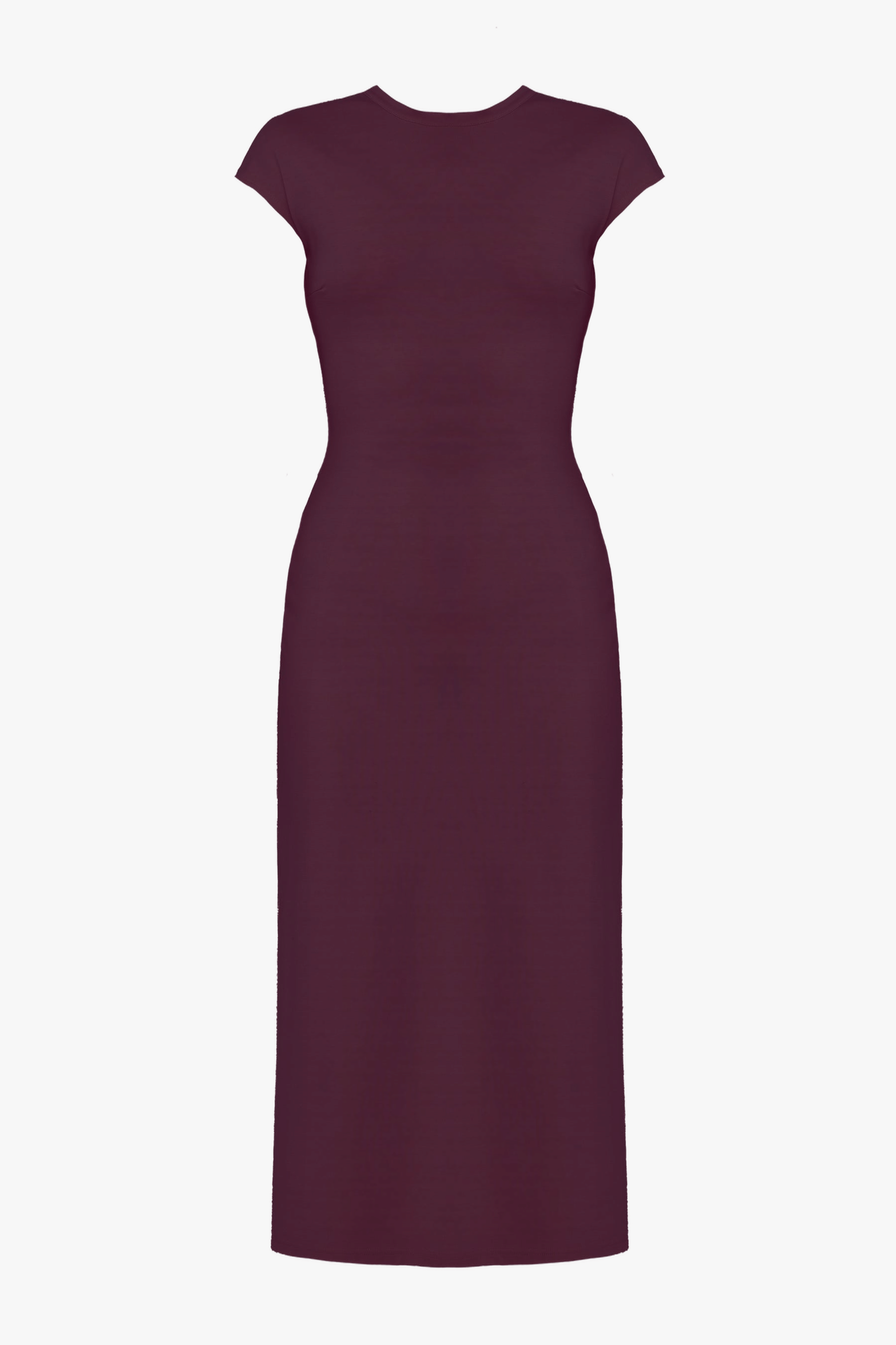 ASTER Dark Purple Jersey Midi Dress With Cap Sleeves made by UNDRESS