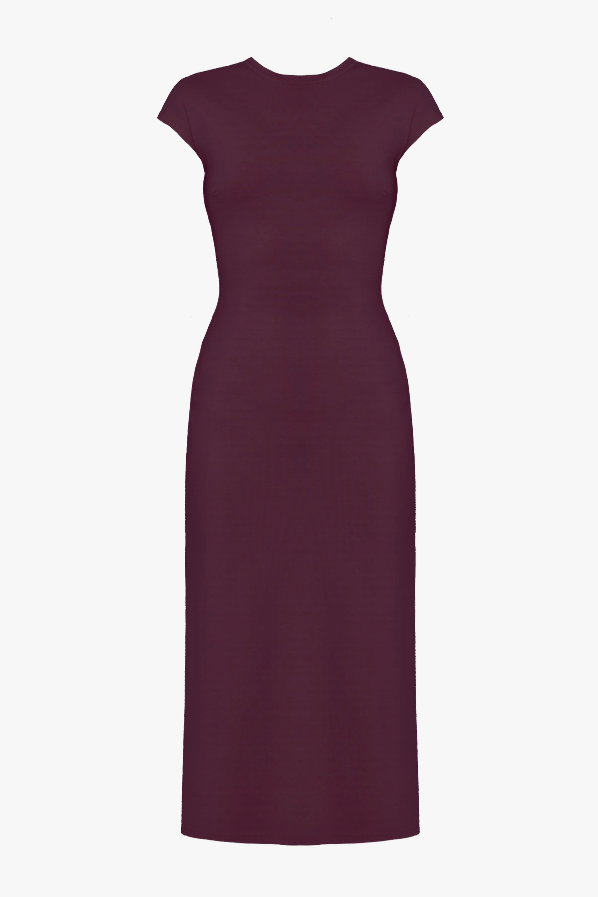 ASTER Dark Purple Jersey Midi Dress With Cap Sleeves made by UNDRESS
