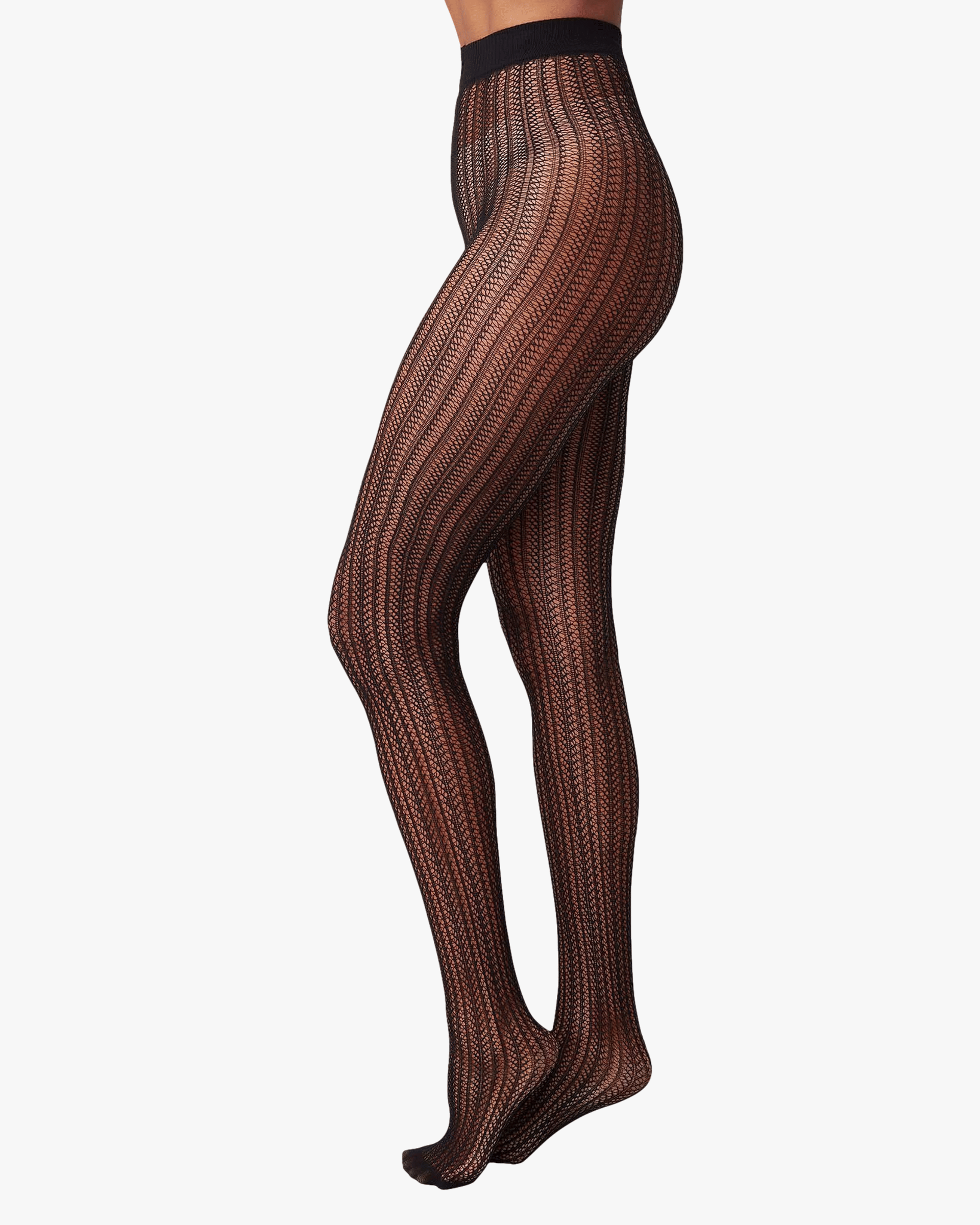 Selma Net Tights in Black made by Swedish Stockings