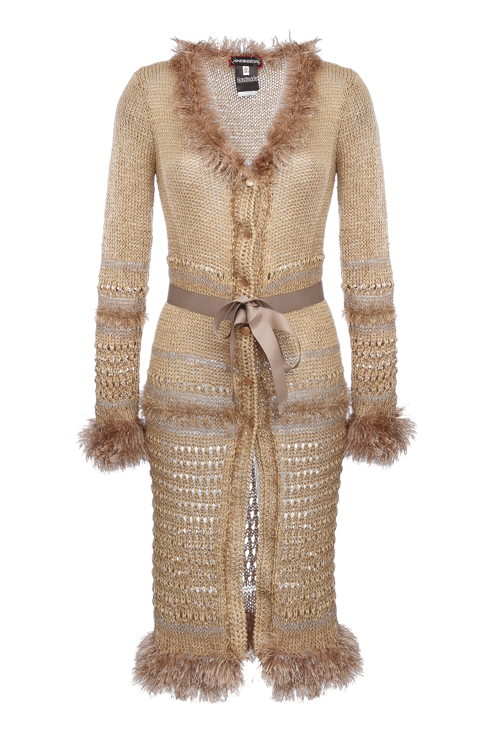 Brown Handmade Knit Cardigan-Dress made by ANDREEVA