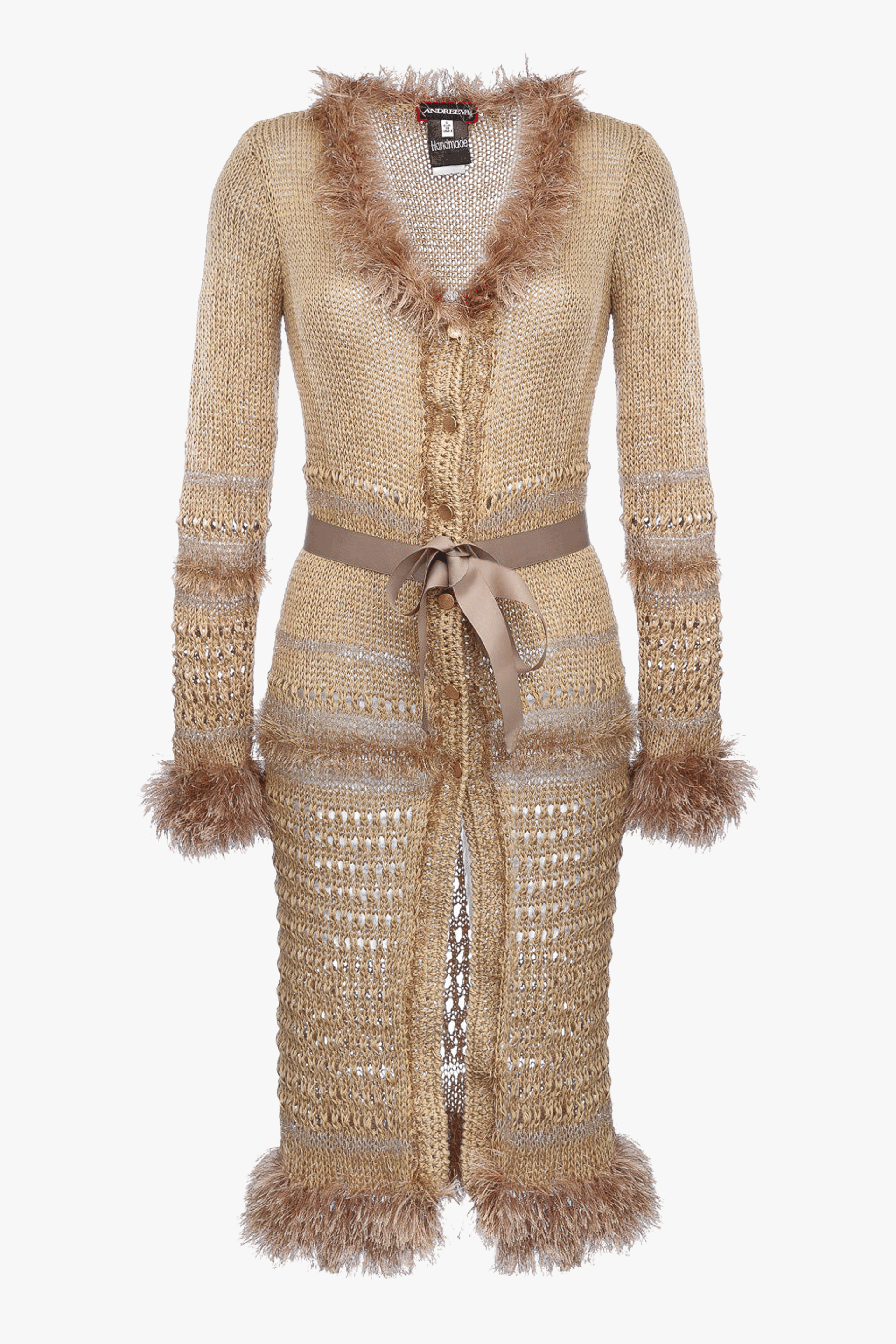 Brown Handmade Knit Cardigan-Dress made by ANDREEVA