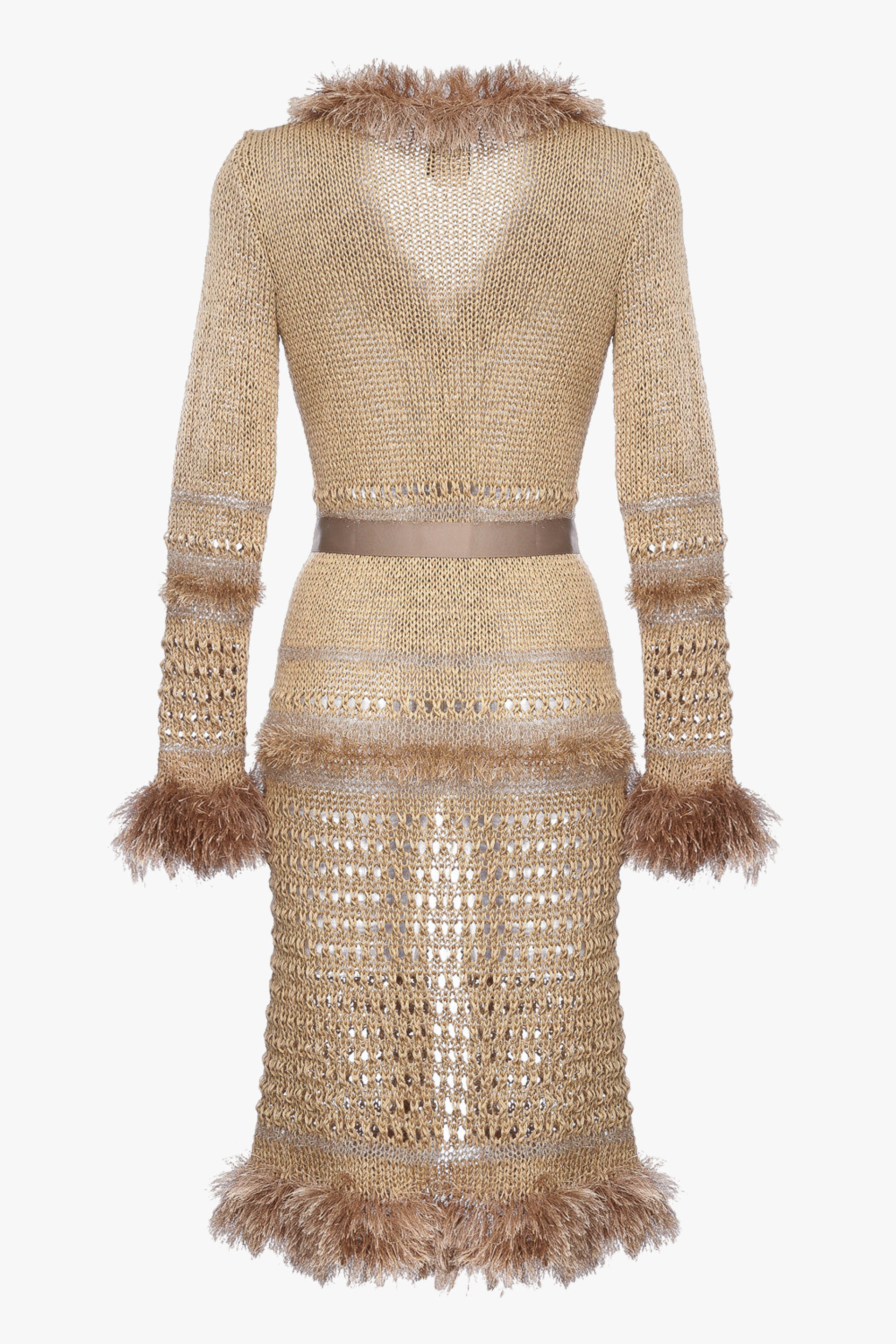 Brown Handmade Knit Cardigan-Dress made by ANDREEVA