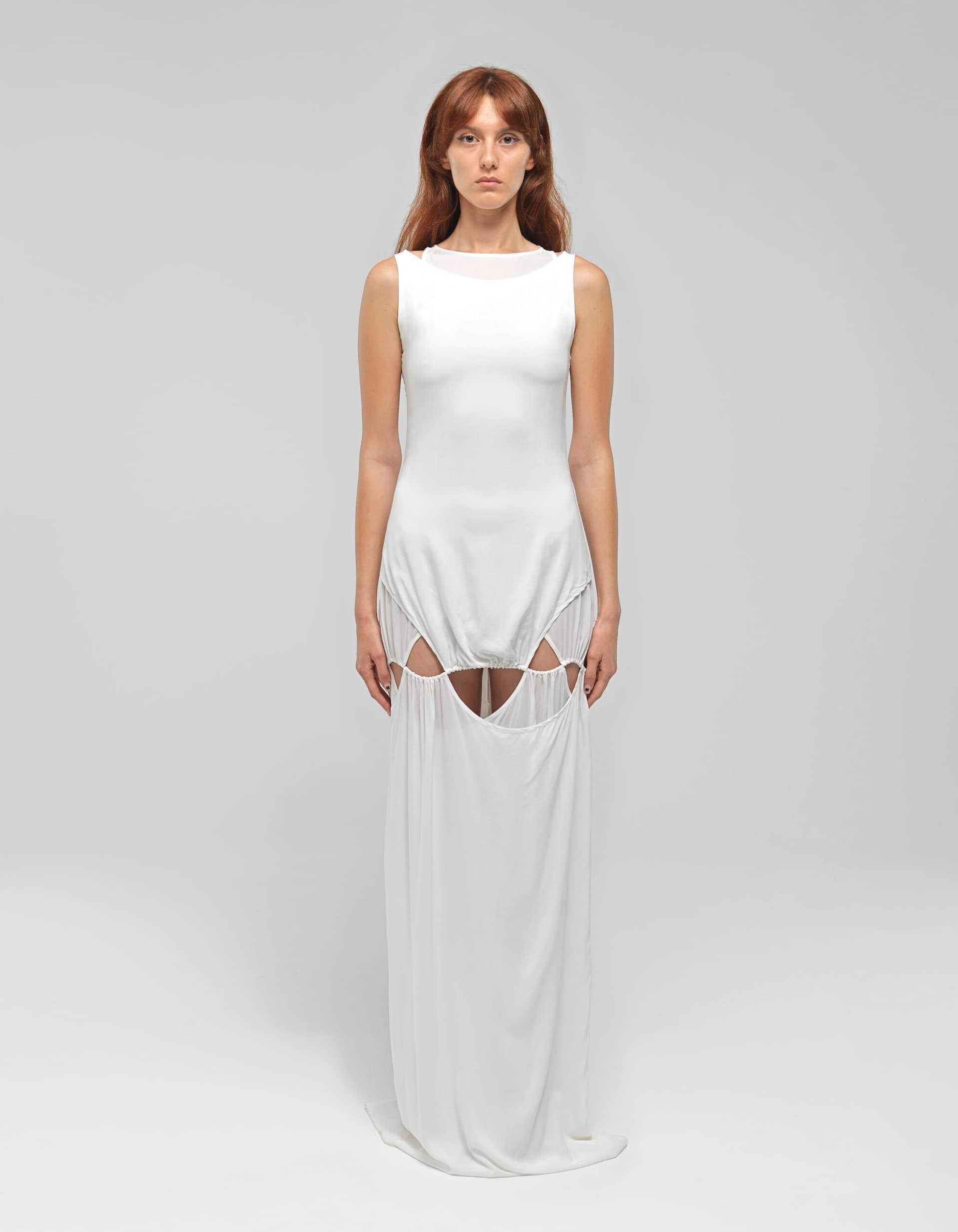 ZIRDI White Cut-out Long Dress made by MAET