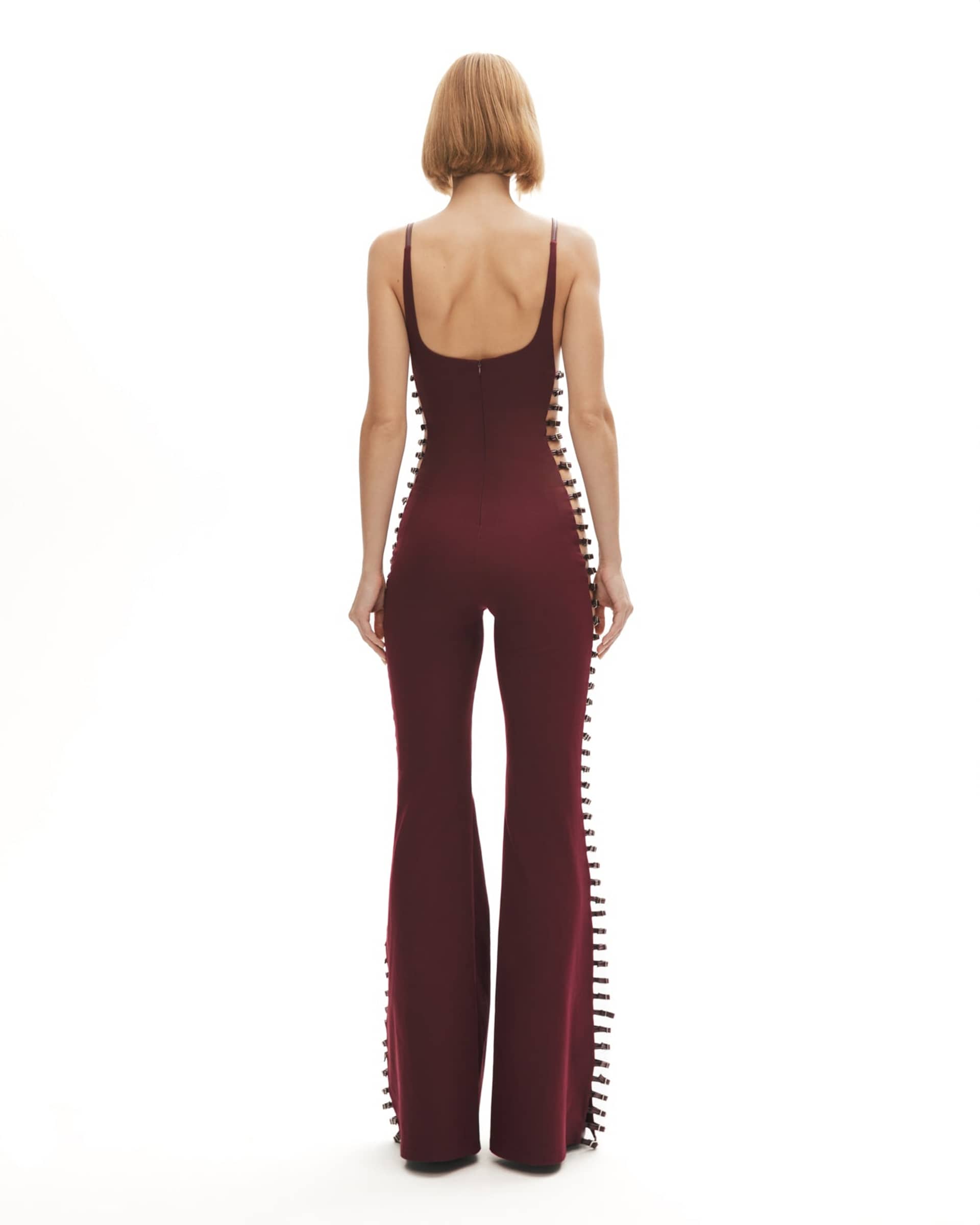 Provocatrix Jumpsuit In Merlot made by Khela