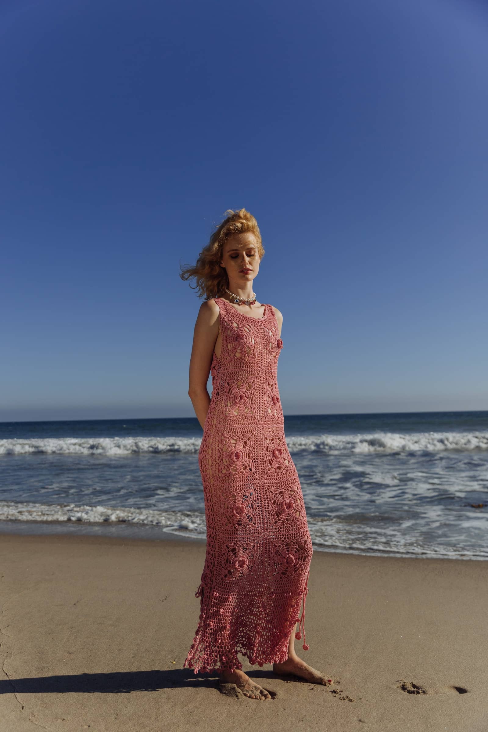 Dust Rose Handmade Crochet Dress made by ANDREEVA