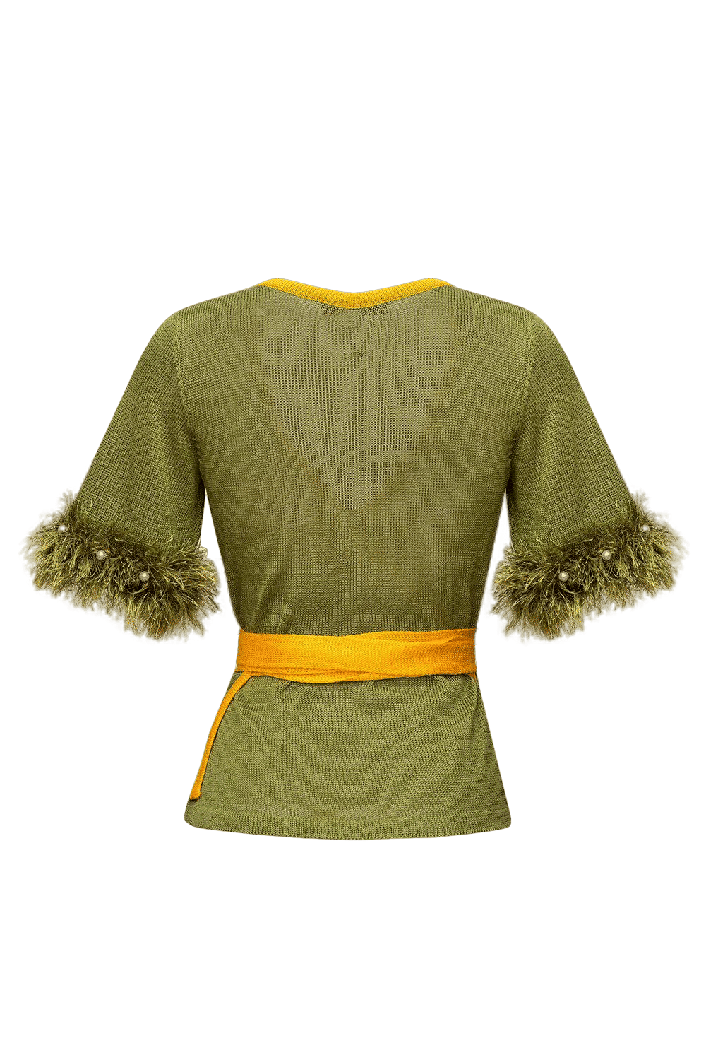 Green Cross-front Knit Top made by ANDREEVA