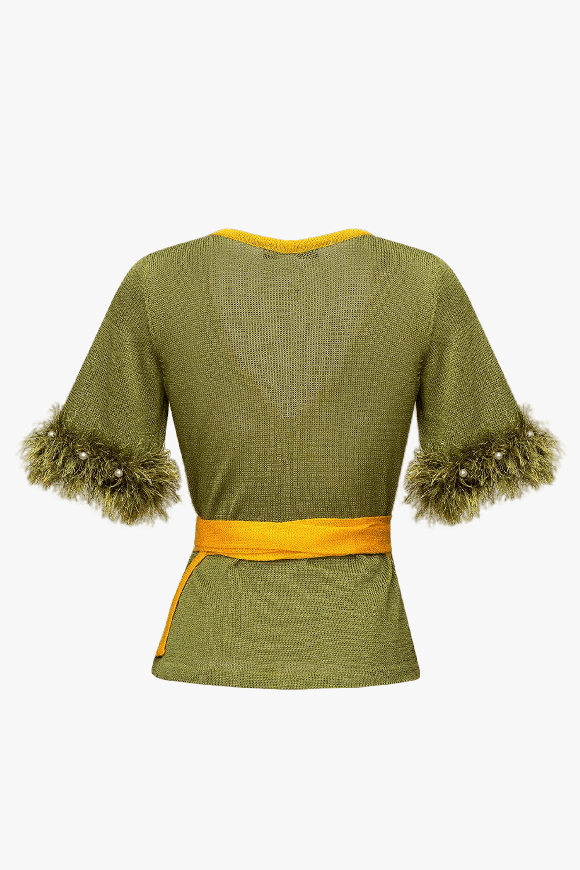 Green Cross-front Knit Top made by ANDREEVA