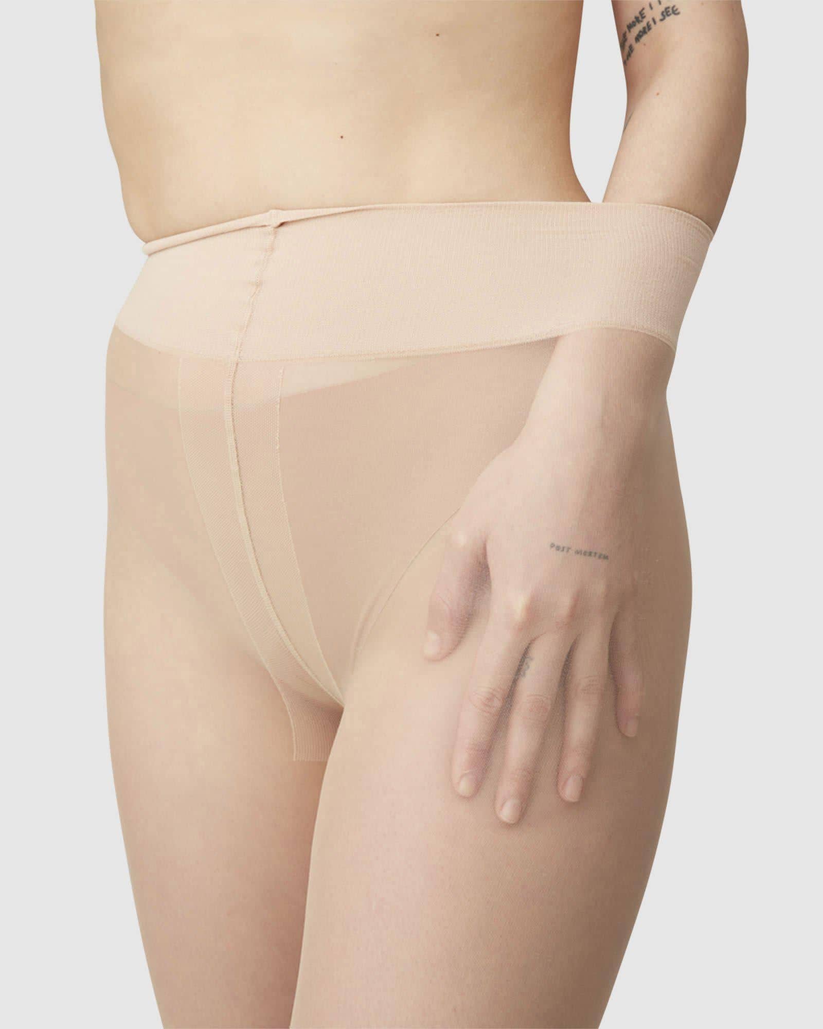 Malva Ladder Resistant Tights in Beige made by Swedish Stockings