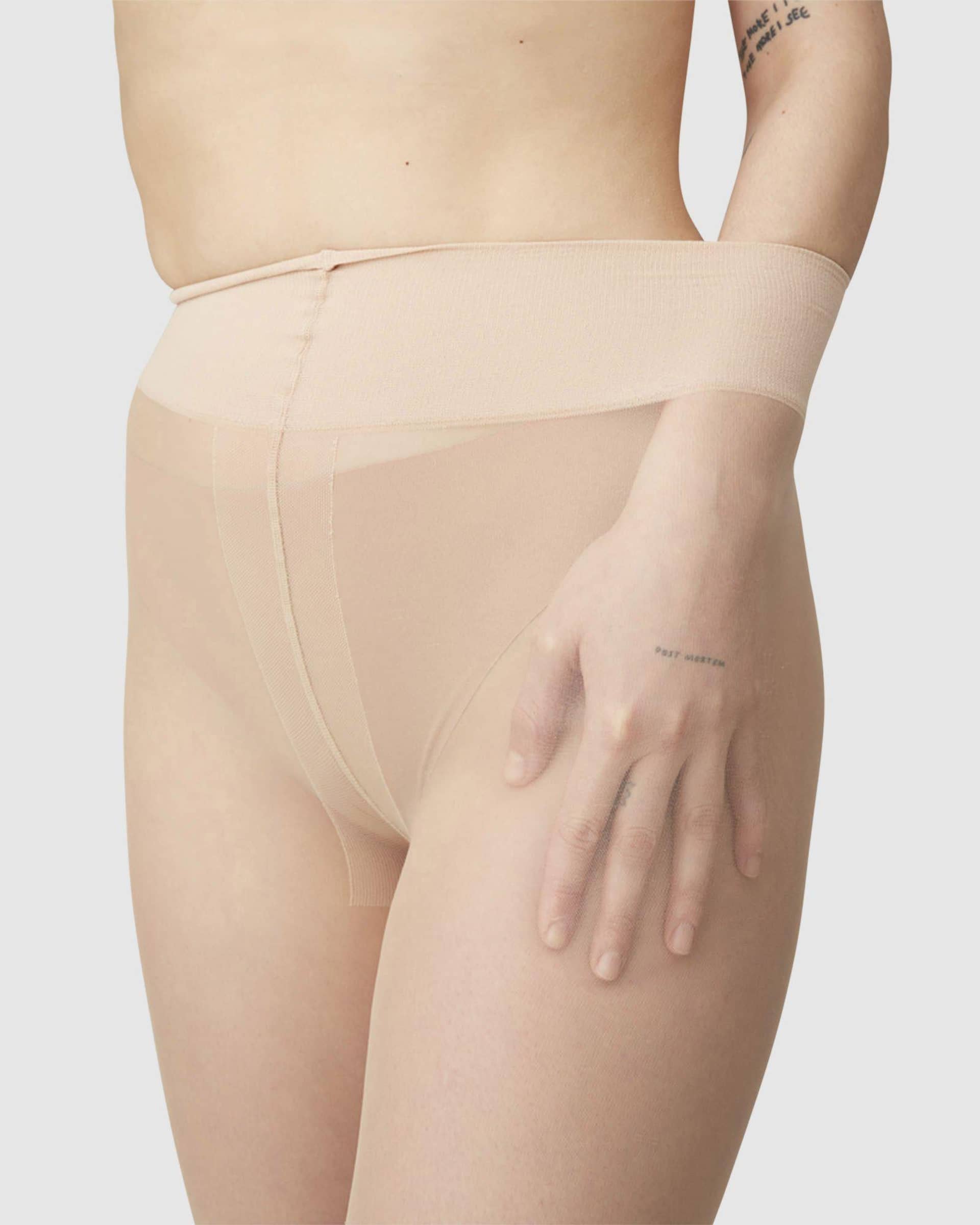 Malva Ladder Resistant Tights in Beige made by Swedish Stockings