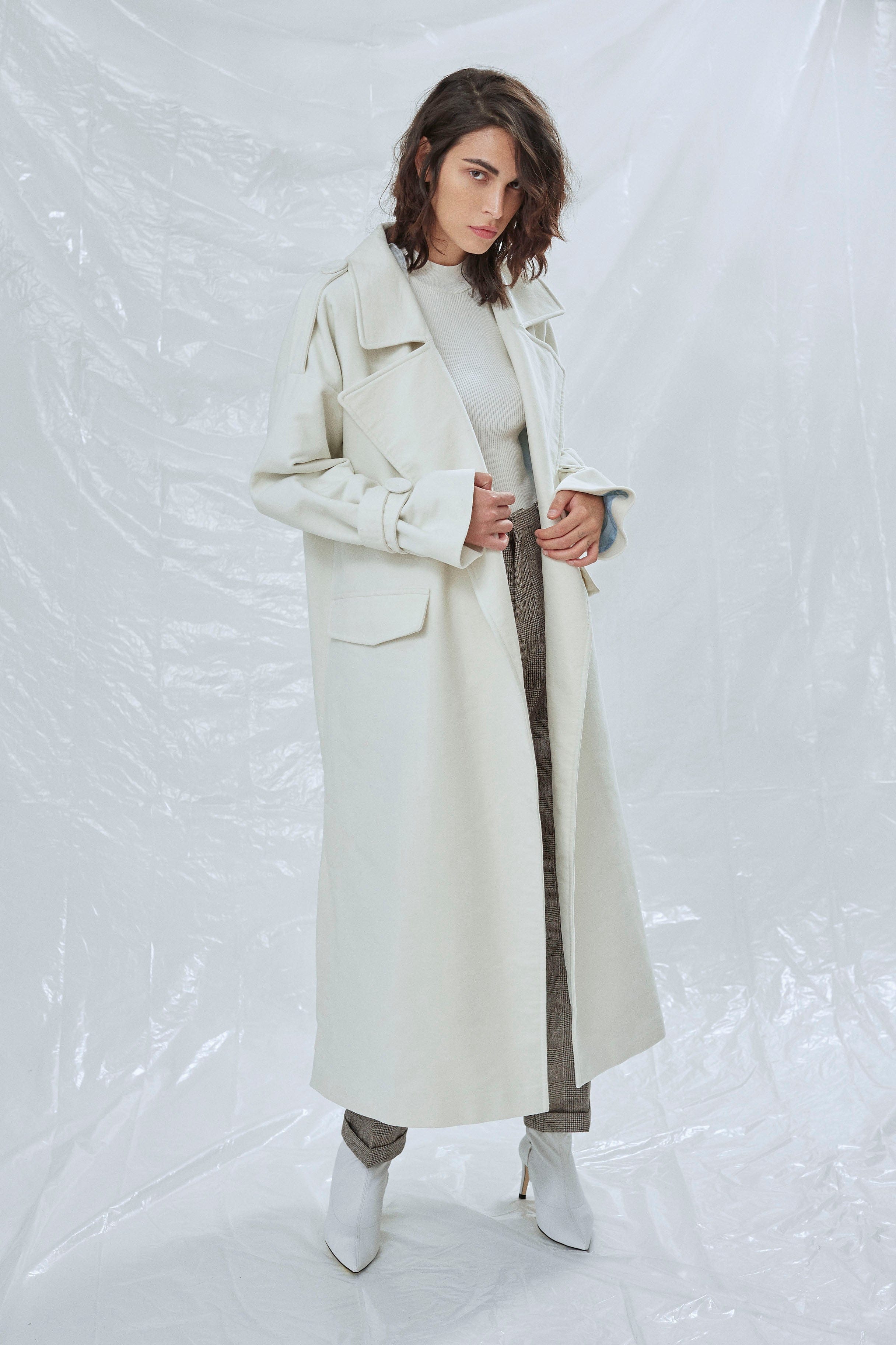 Laura Oversized Coat in Blanche in White made by Nazli Ceren