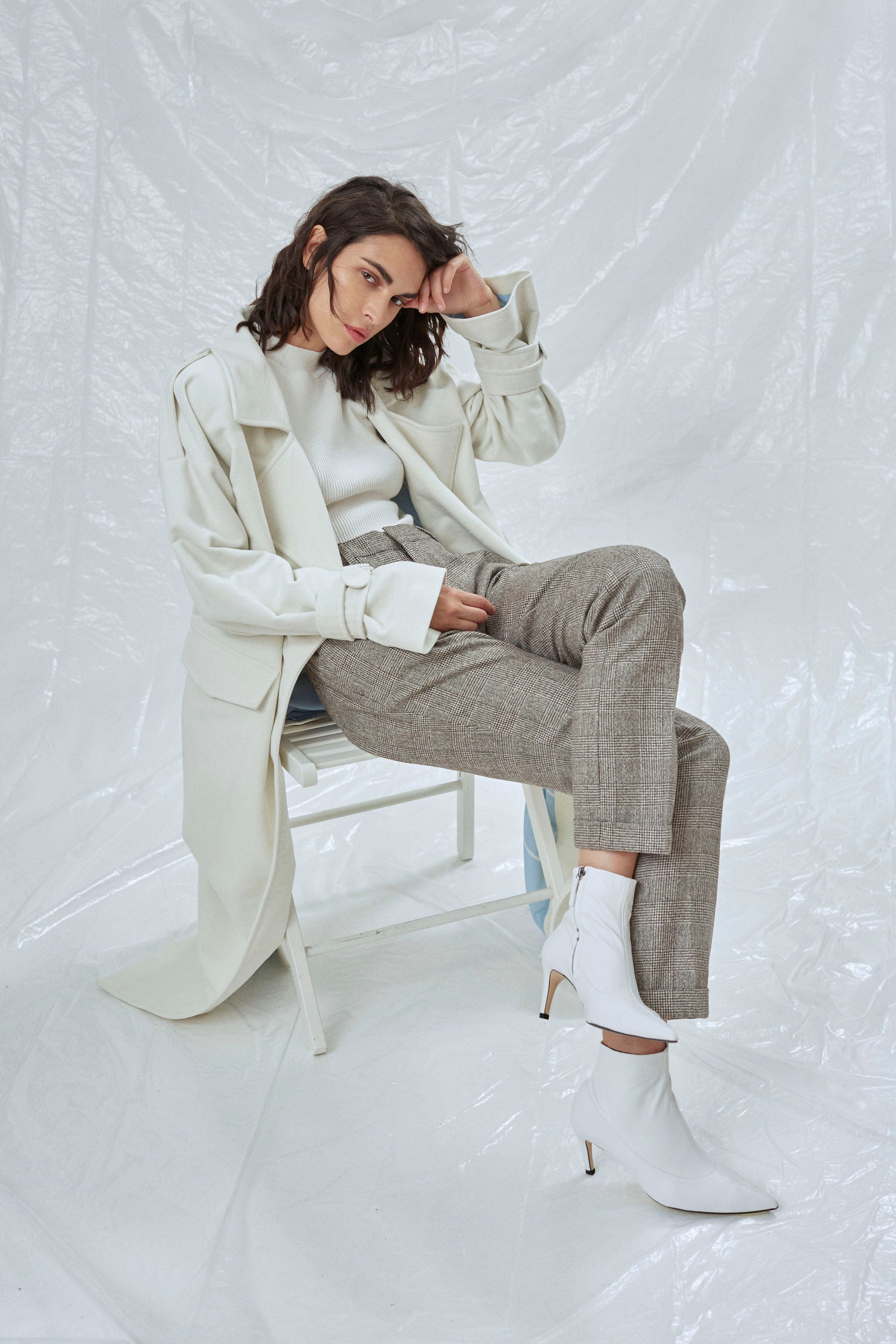 Laura Oversized Coat in Blanche in White made by Nazli Ceren