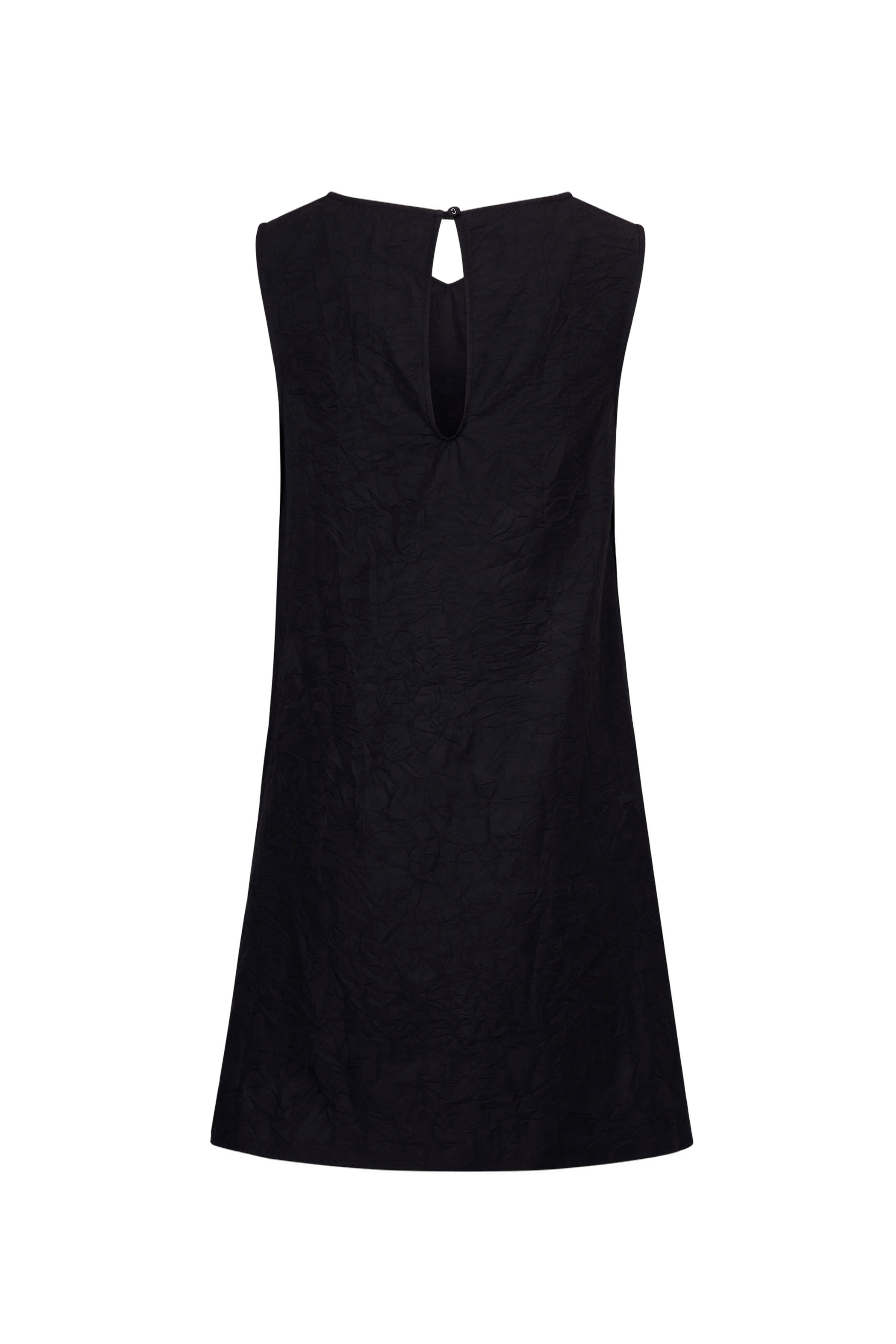 BLACK TEXTURED DRAPED MINI DRESS made by YIBRI