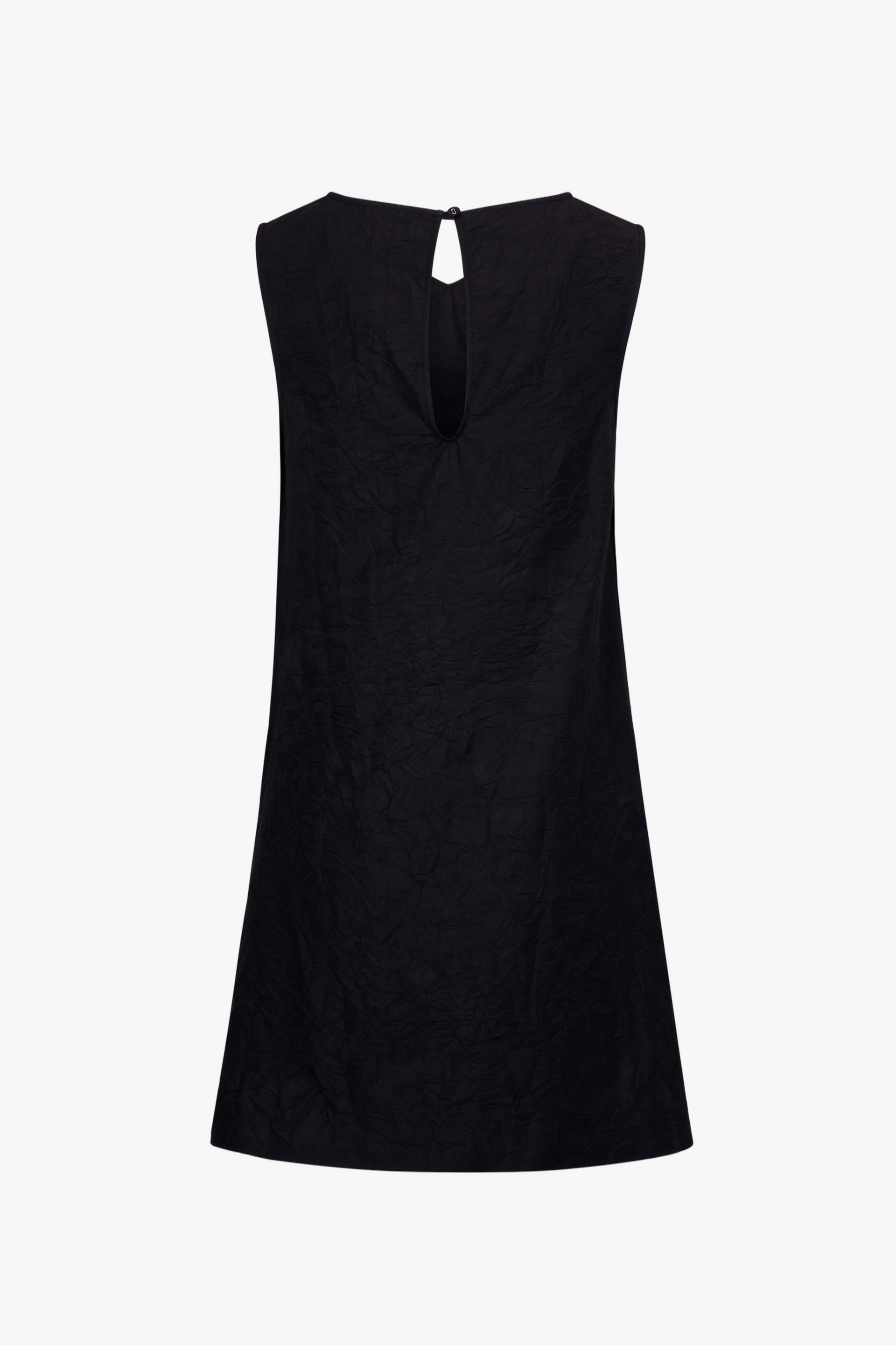 BLACK TEXTURED DRAPED MINI DRESS made by YIBRI