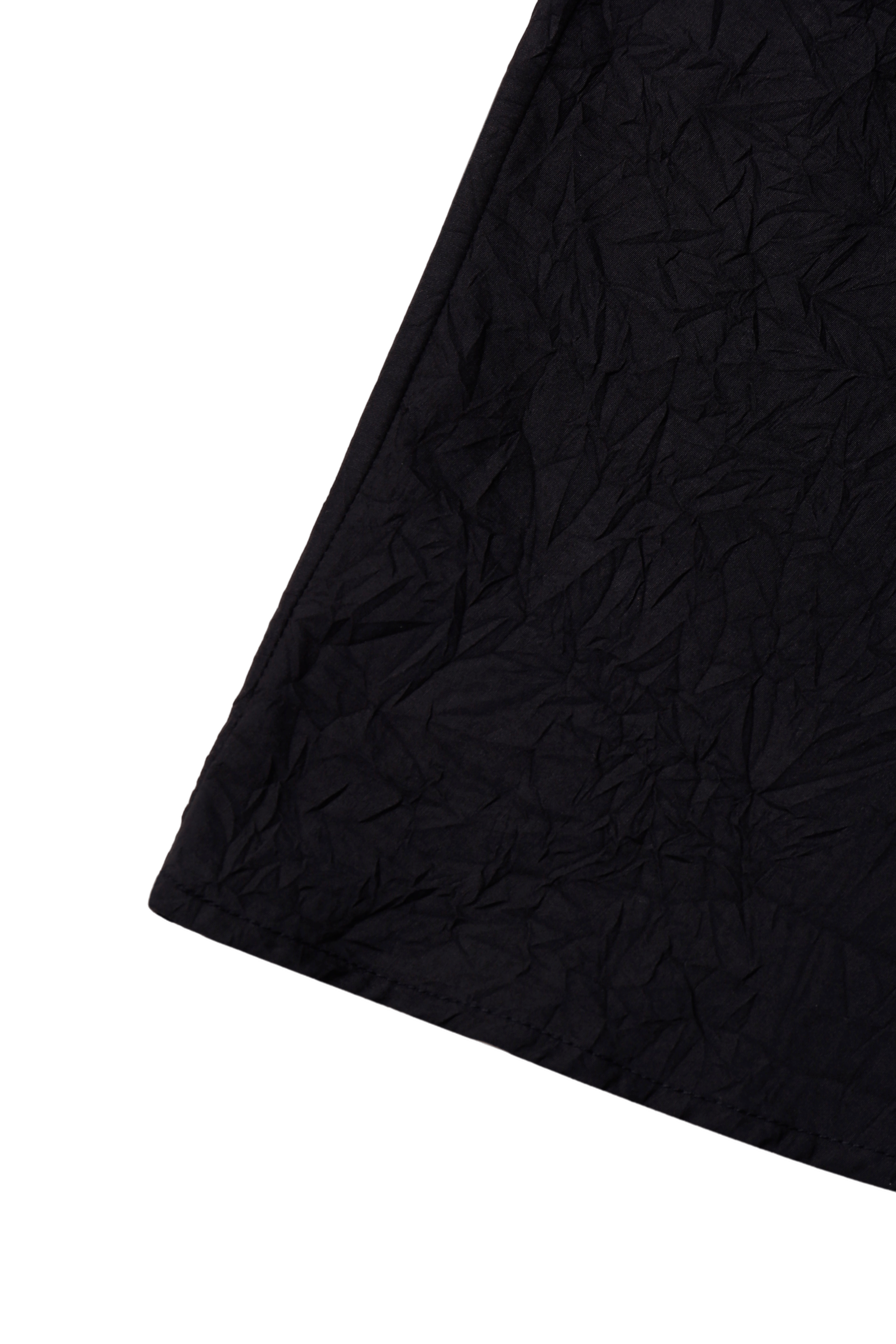 BLACK TEXTURED DRAPED MINI DRESS made by YIBRI