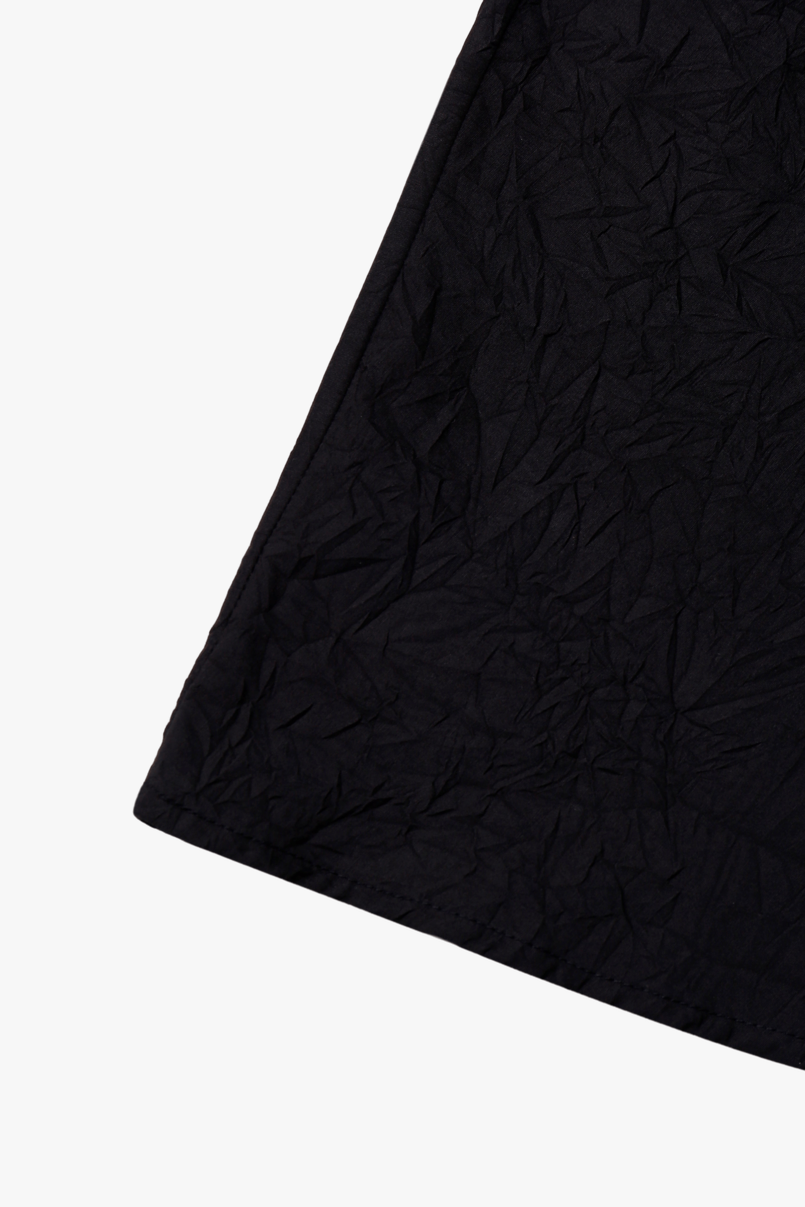 BLACK TEXTURED DRAPED MINI DRESS made by YIBRI