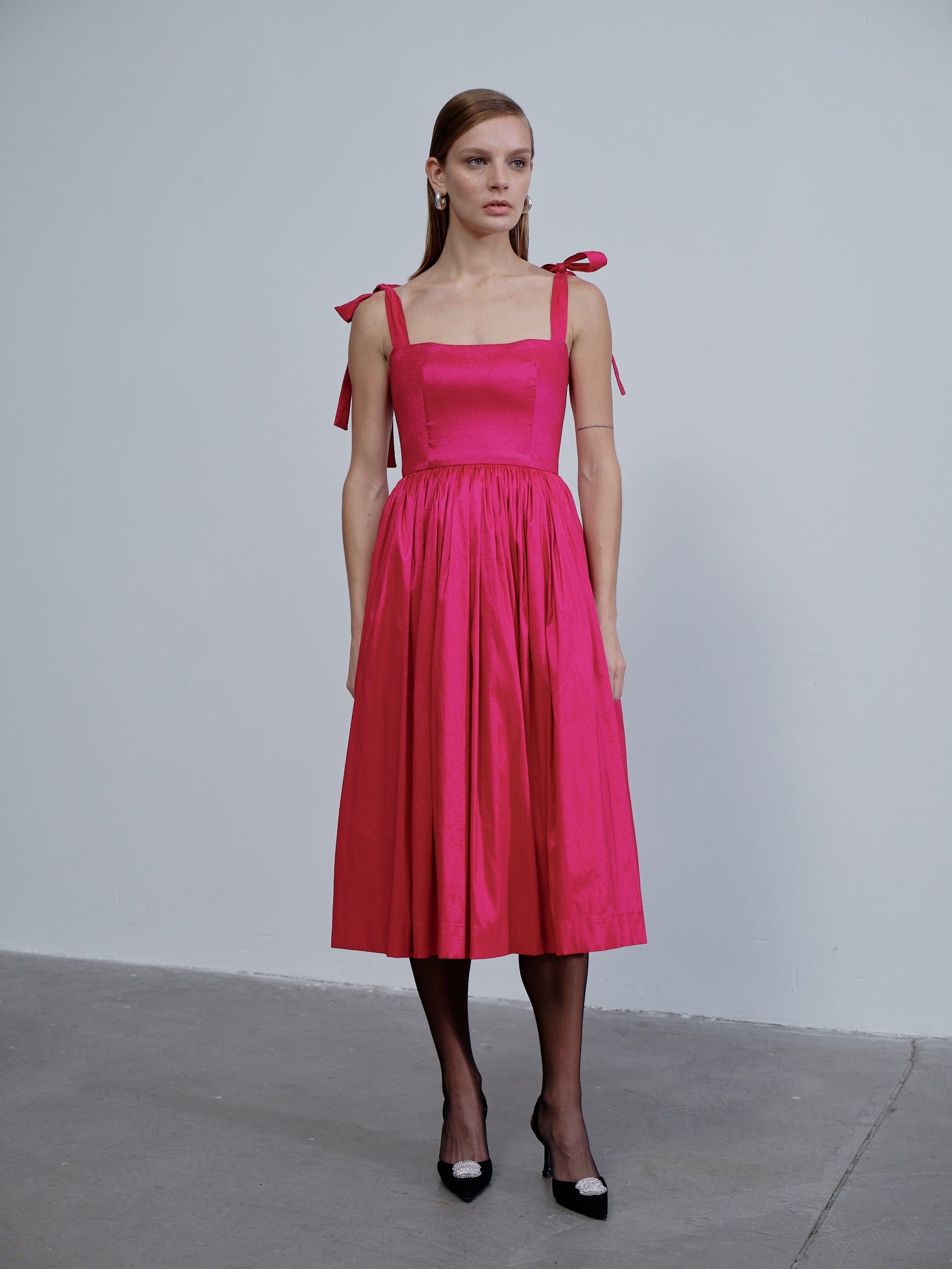 Sibby Midi Dress in Pink in Pink made by Nazli Ceren