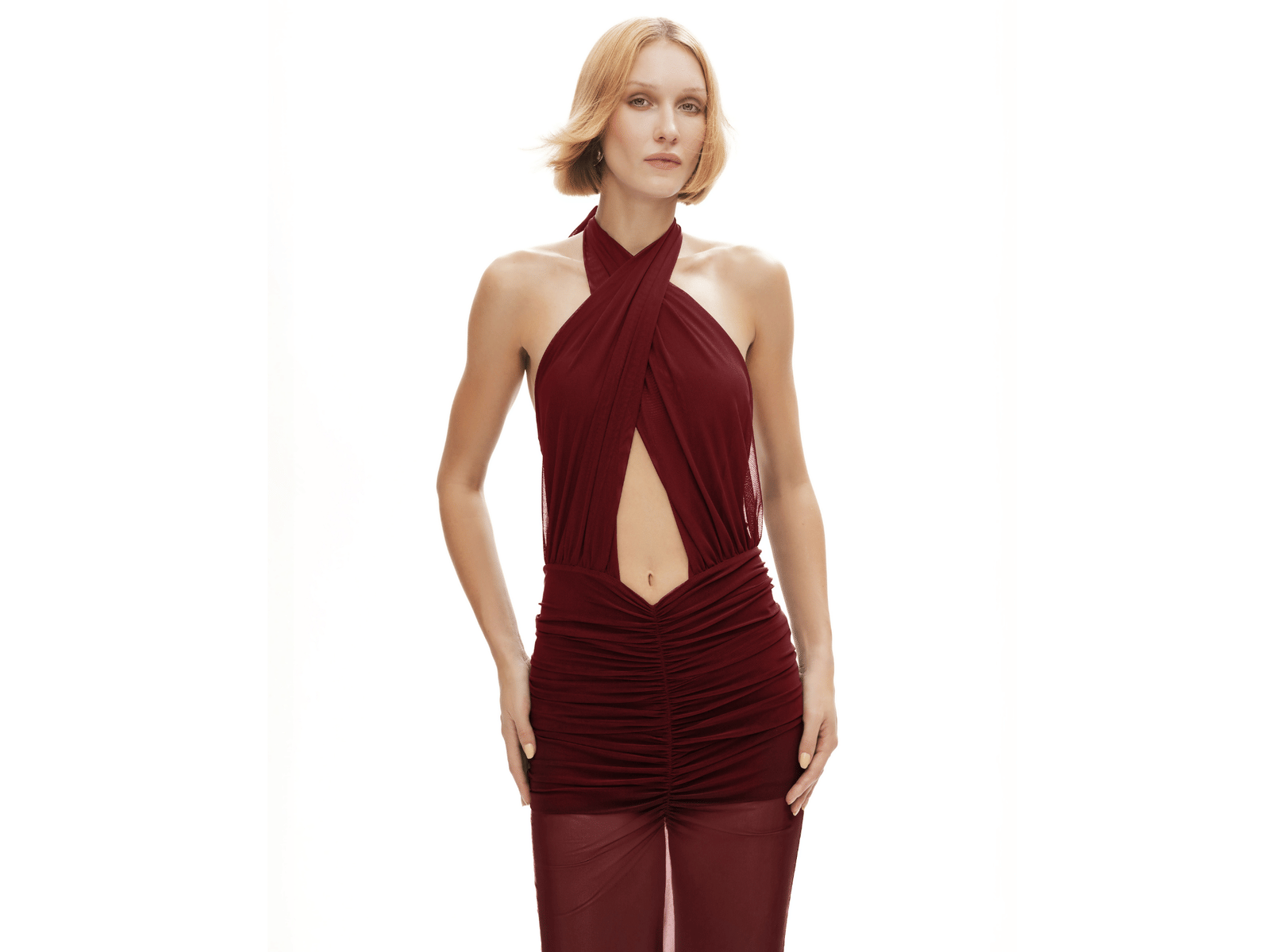 Forbidden Fruit Dress In Burgundy made by Khela