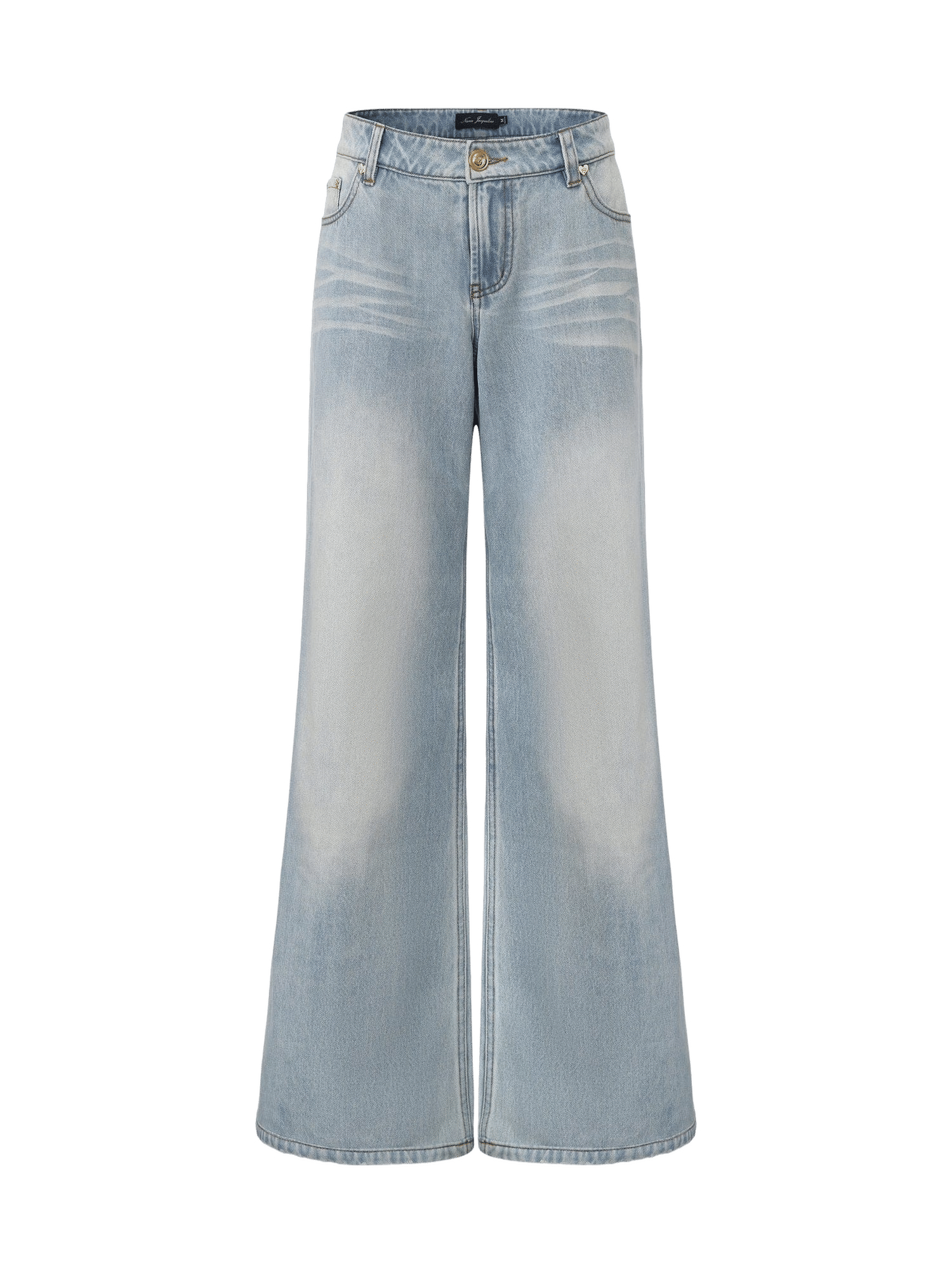Ava Low-Rise Light Blue Straight Leg Jeans made by Nana Jacqueline