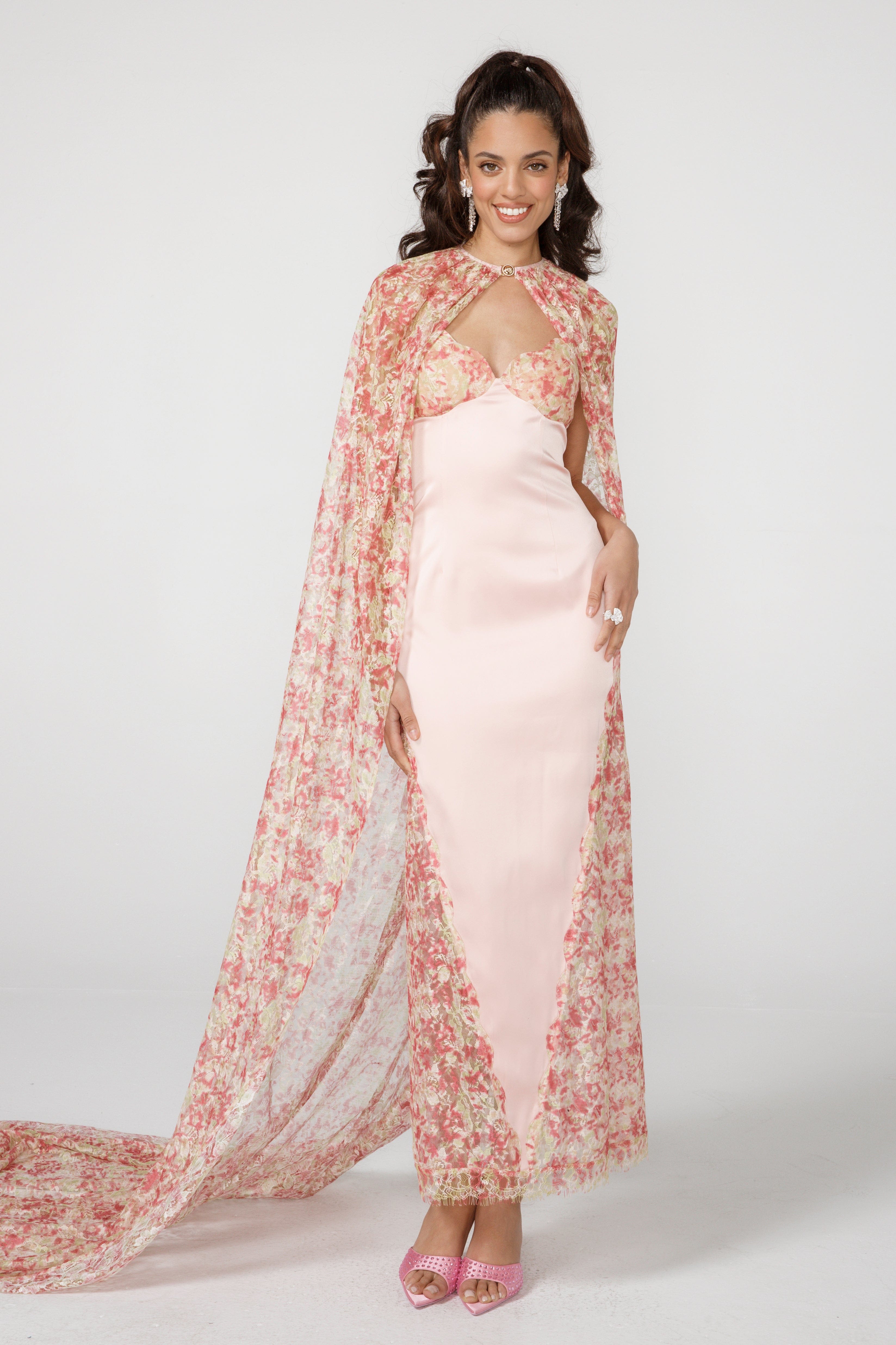 nana jacqueline eva silk dress Nana Jacqueline | Eva Silk Dress (Pink) (Final Sale) | Women's Pink Maxi  dresses