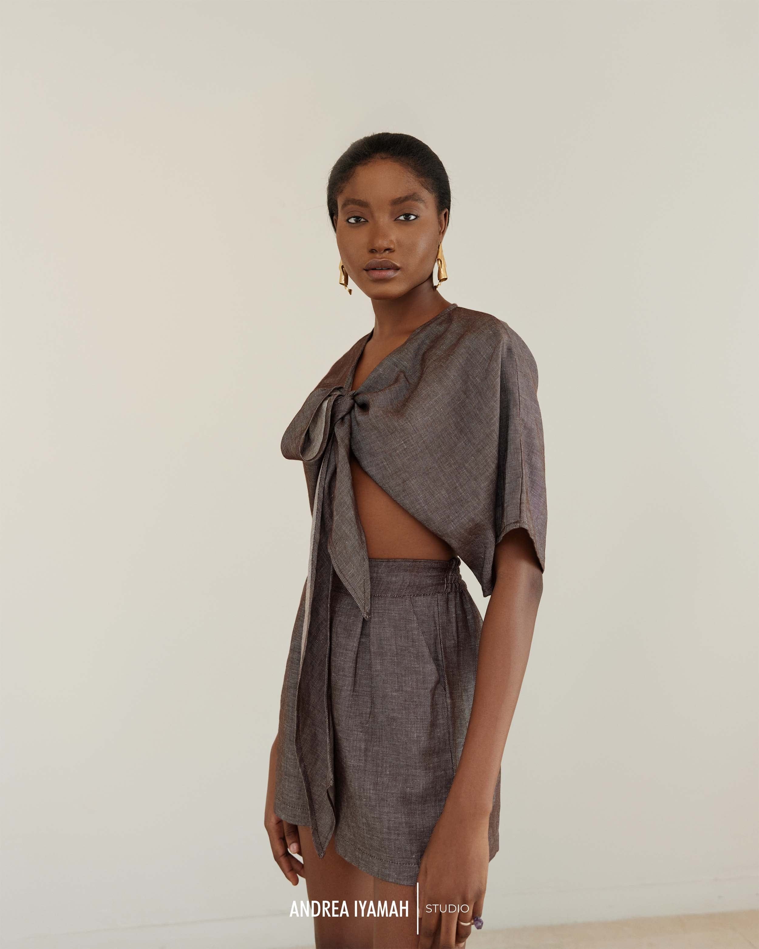 ETI ASH GREY CROP TOP made by Andrea Iyamah