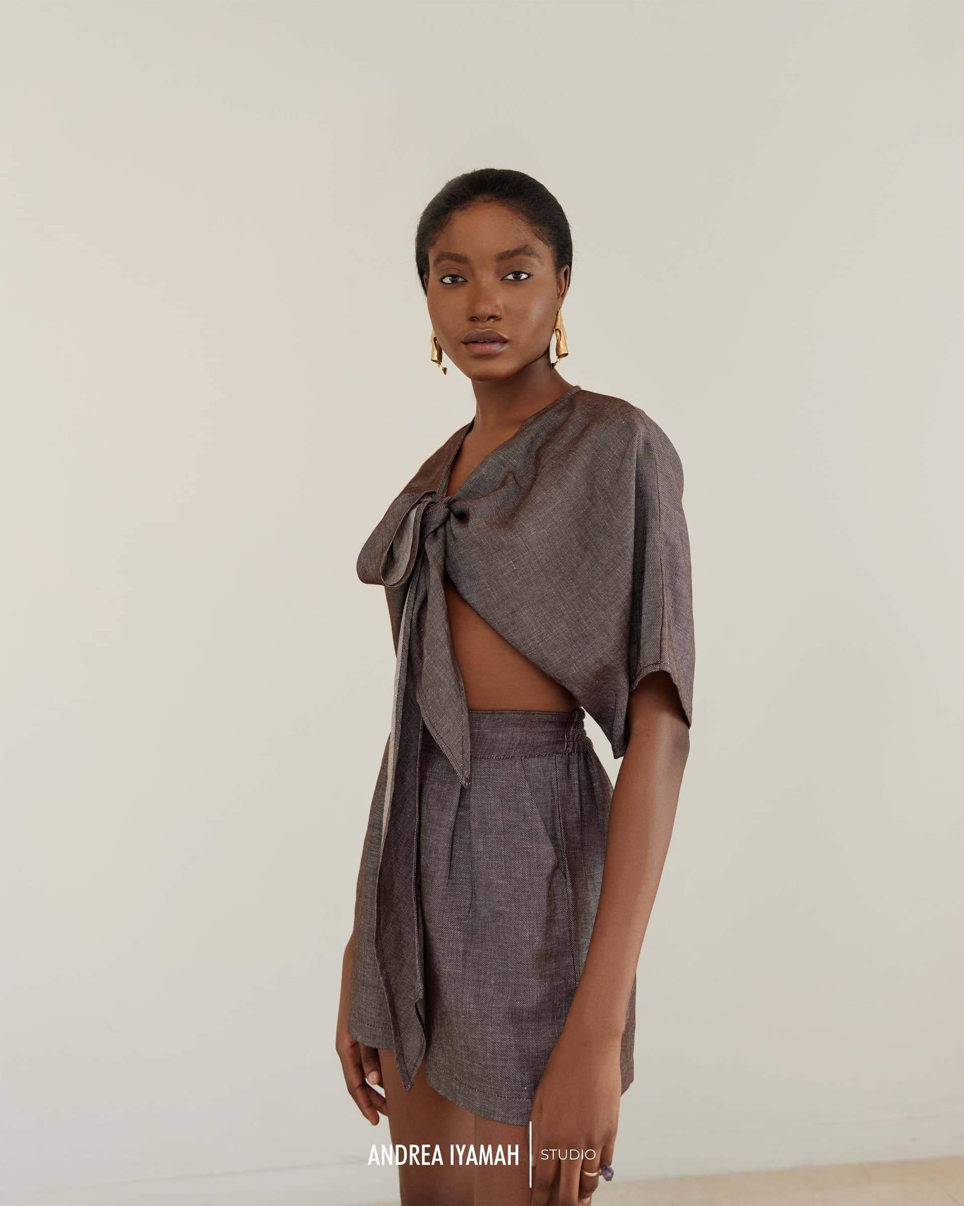 ETI ASH GREY CROP TOP made by Andrea Iyamah