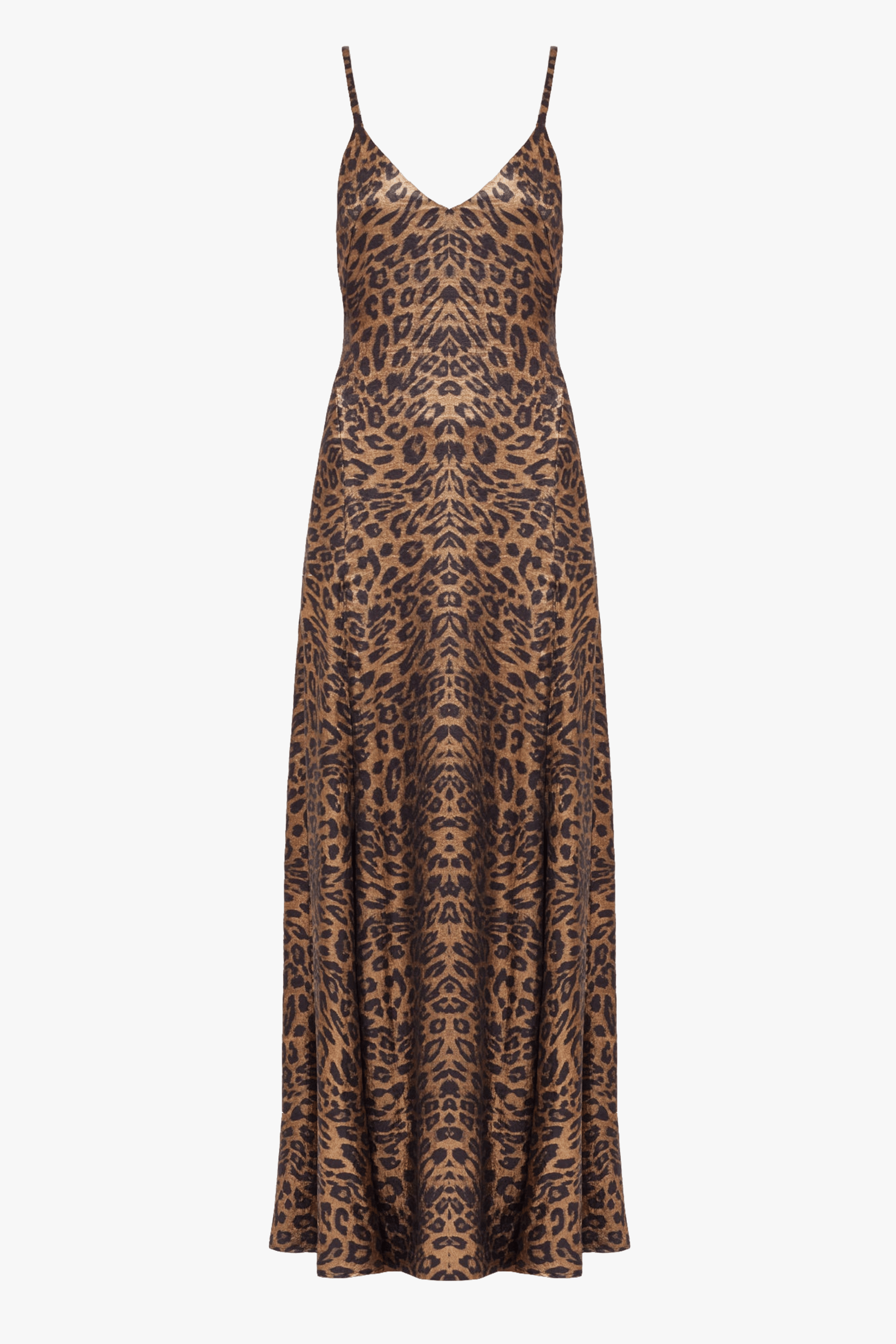INES Leopard Metallic Fabric Long Open Back Dress made by UNDRESS
