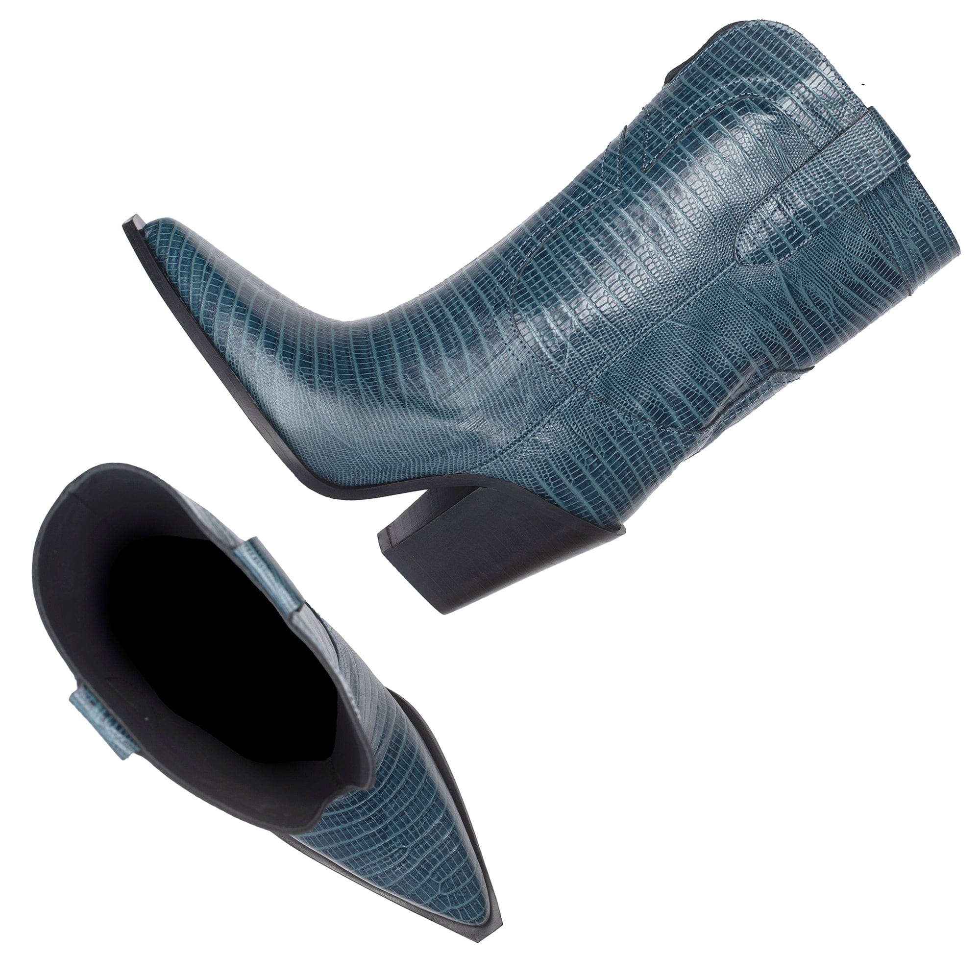 HELGA BLUE ANIMAL PRINT BOOTS made by Toral