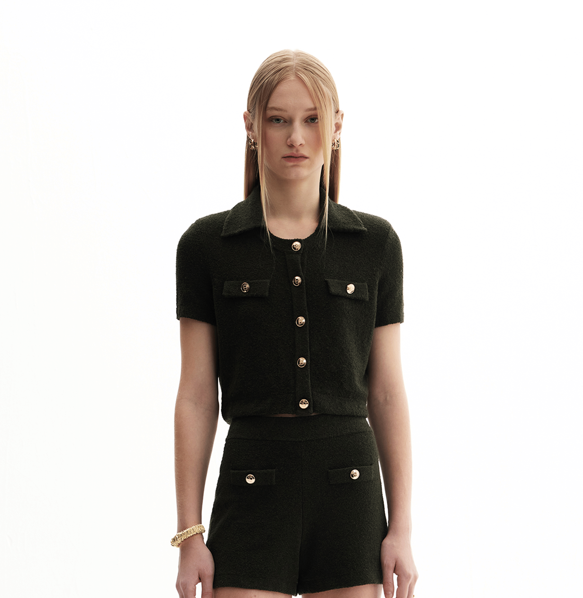 BOUCLÉ SHORT-SLEEVED JACKET made by CRUSH Collection