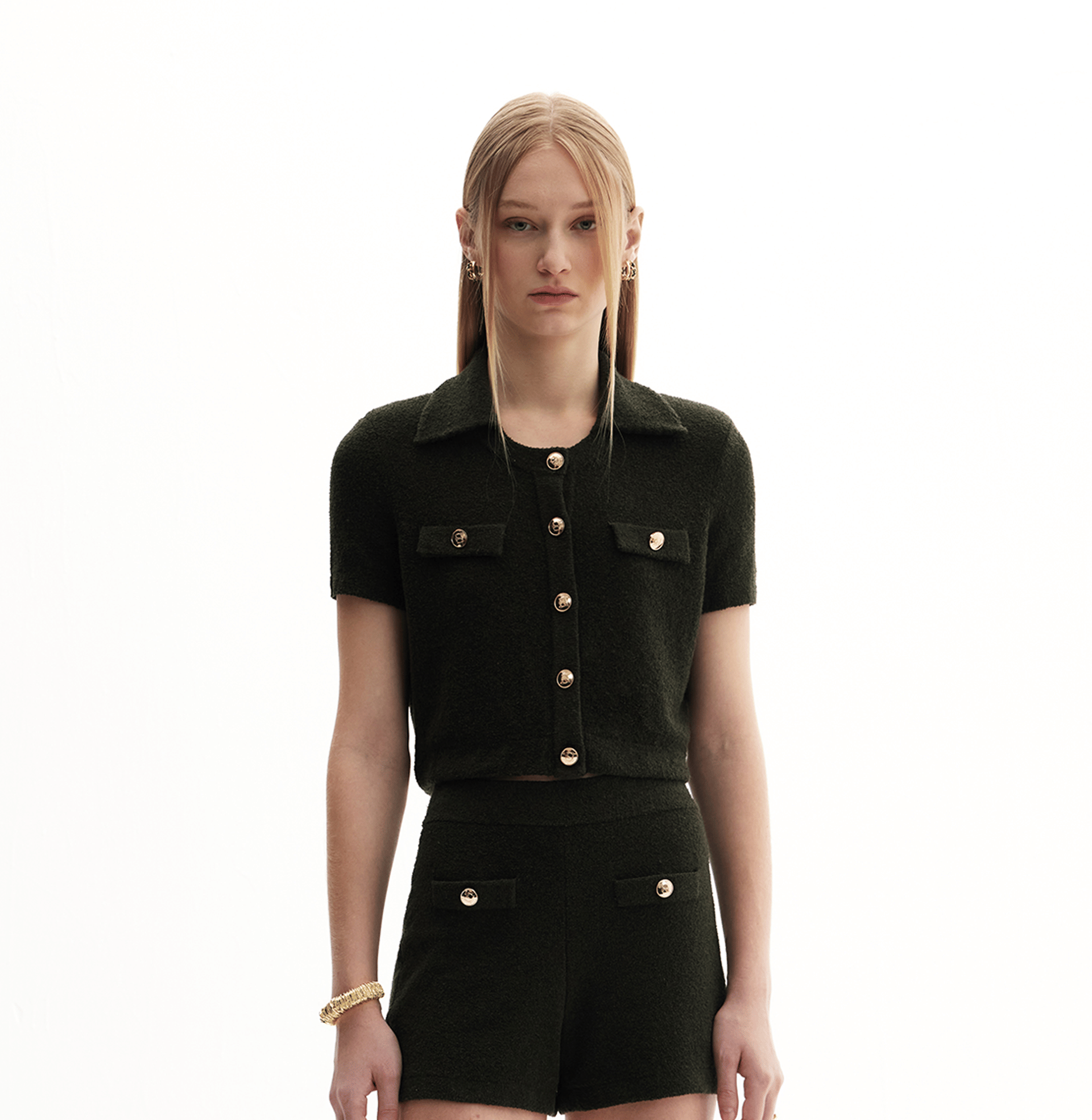 BOUCLÉ SHORT-SLEEVED JACKET made by CRUSH Collection