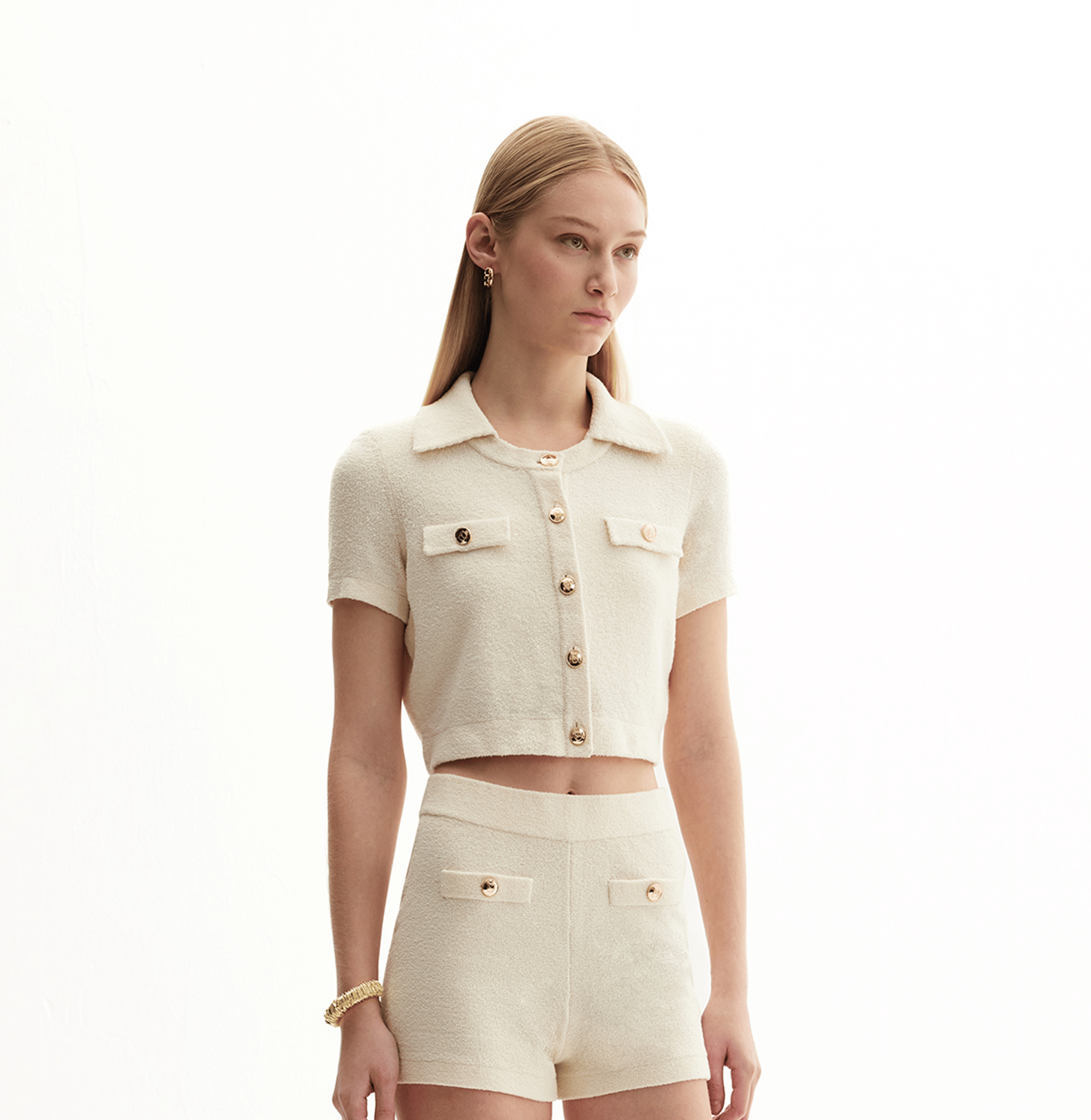 BOUCLÉ SHORT-SLEEVED JACKET made by CRUSH Collection