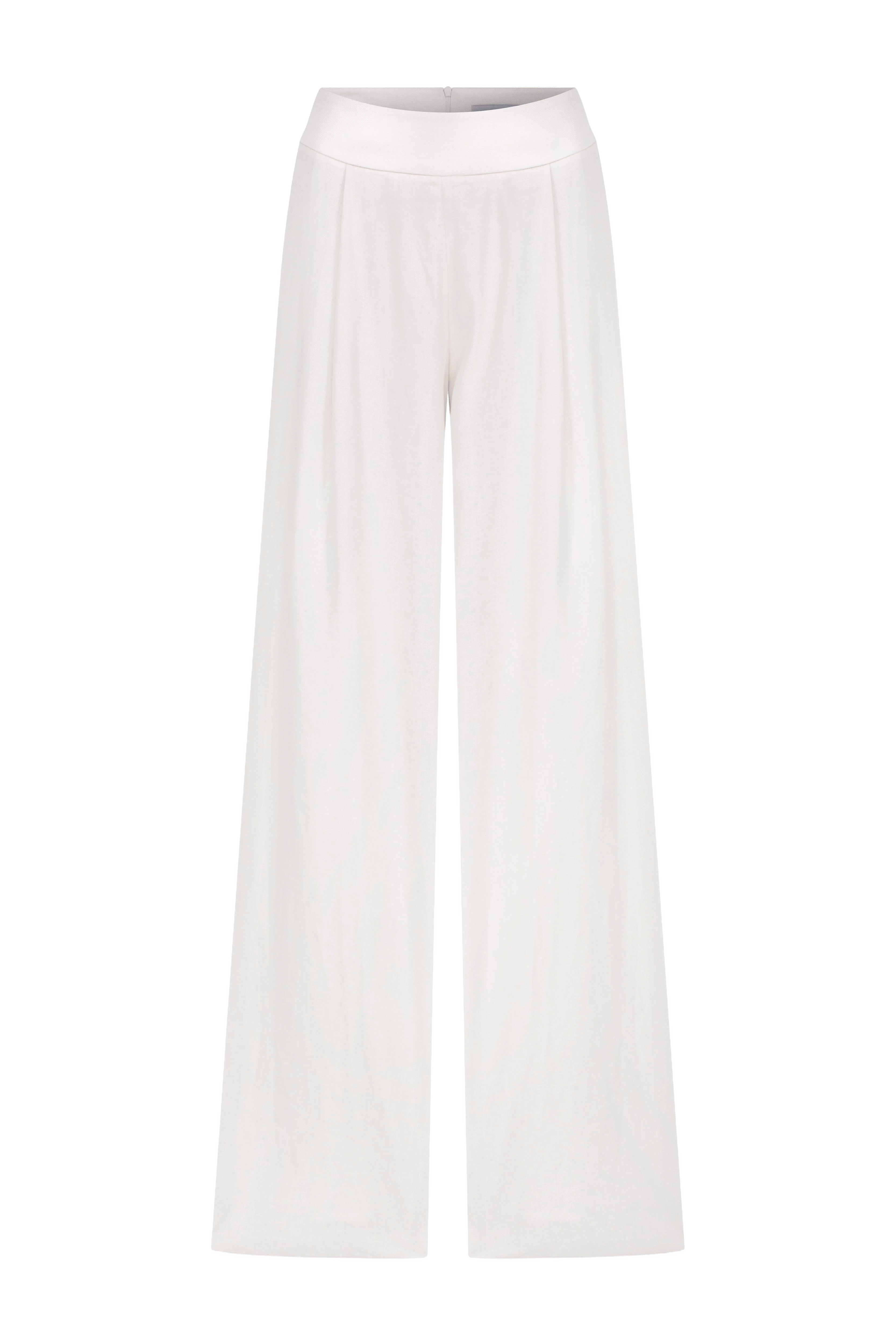 Tina Trousers In White With Satin Waistband made by Nazli Ceren