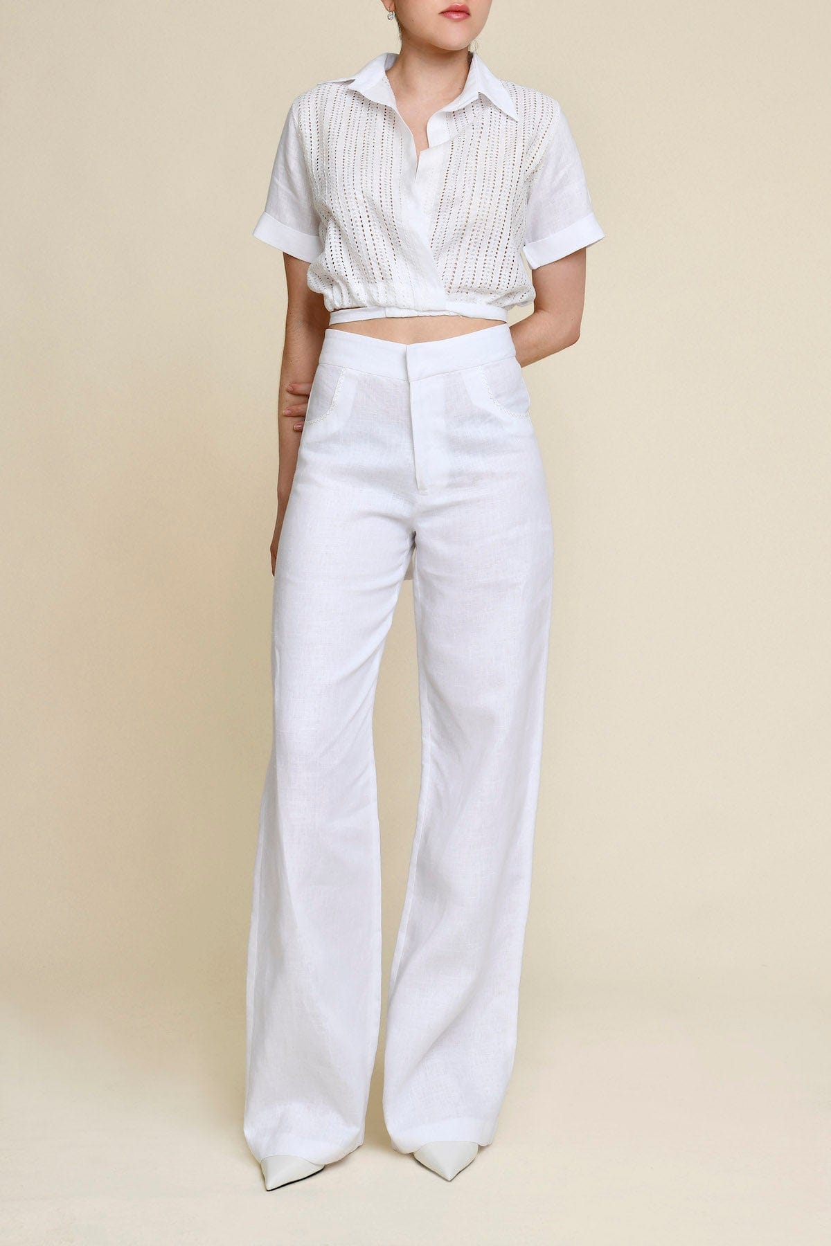 Paseo 100% Linen Pants - White made by Francesca Miranda