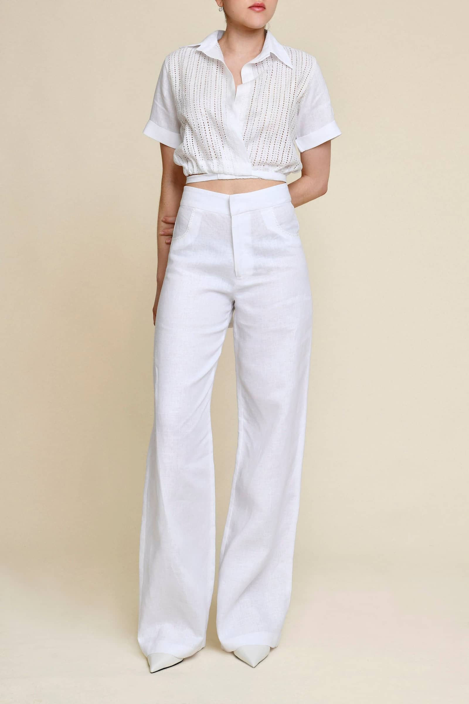 Paseo 100% Linen Pants - White made by Francesca Miranda