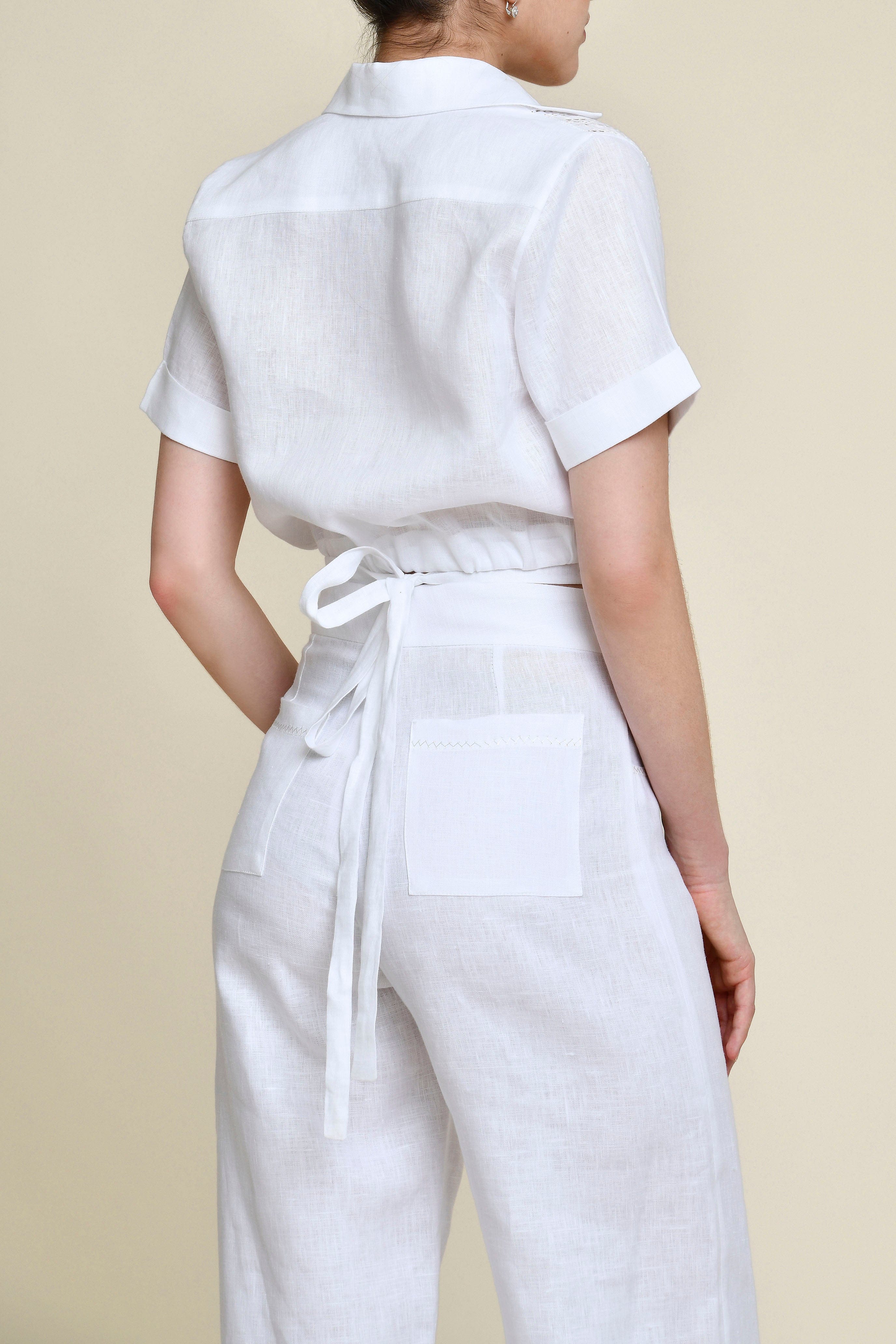 Paseo 100% Linen Pants - White made by Francesca Miranda