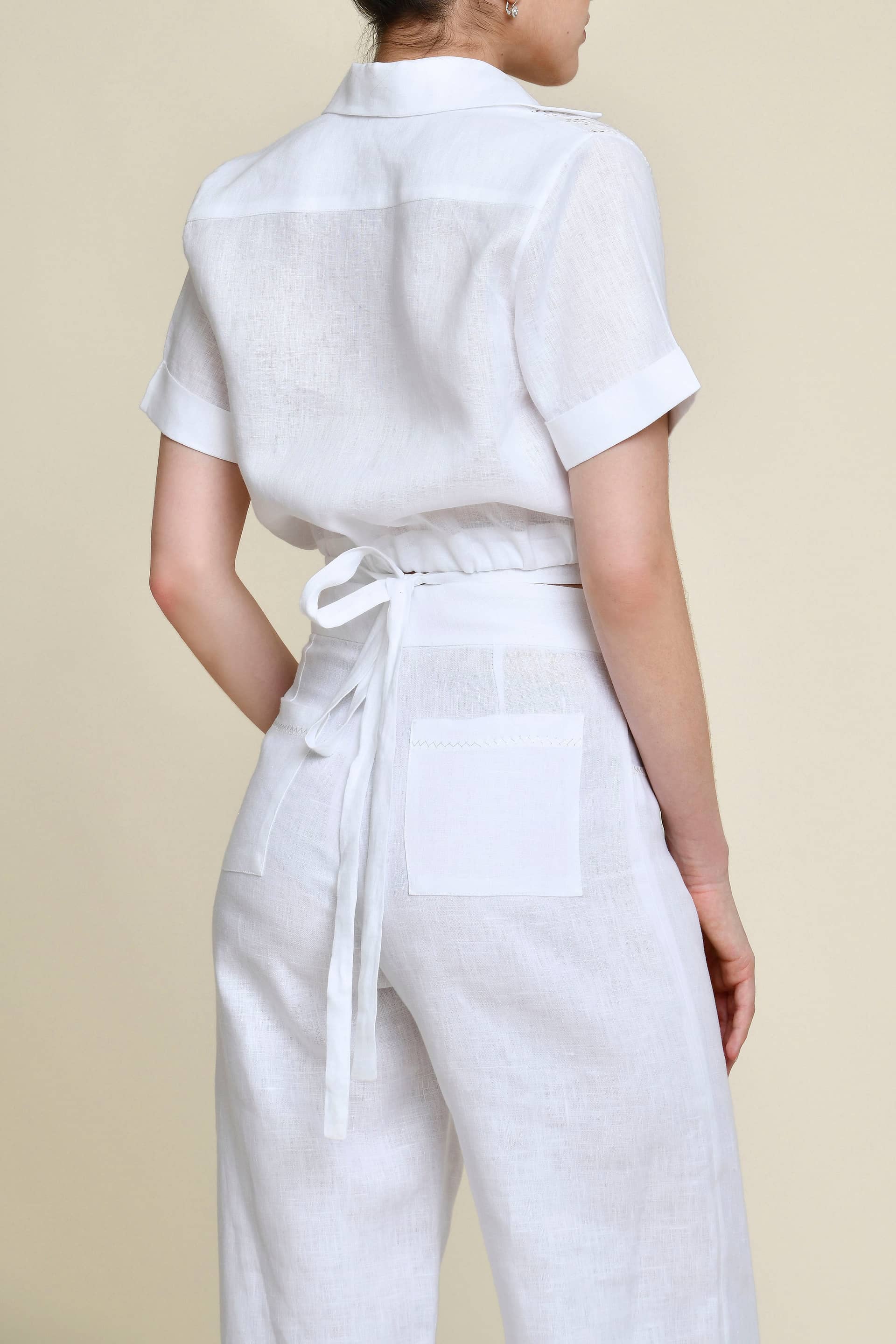 Paseo 100% Linen Pants - White made by Francesca Miranda