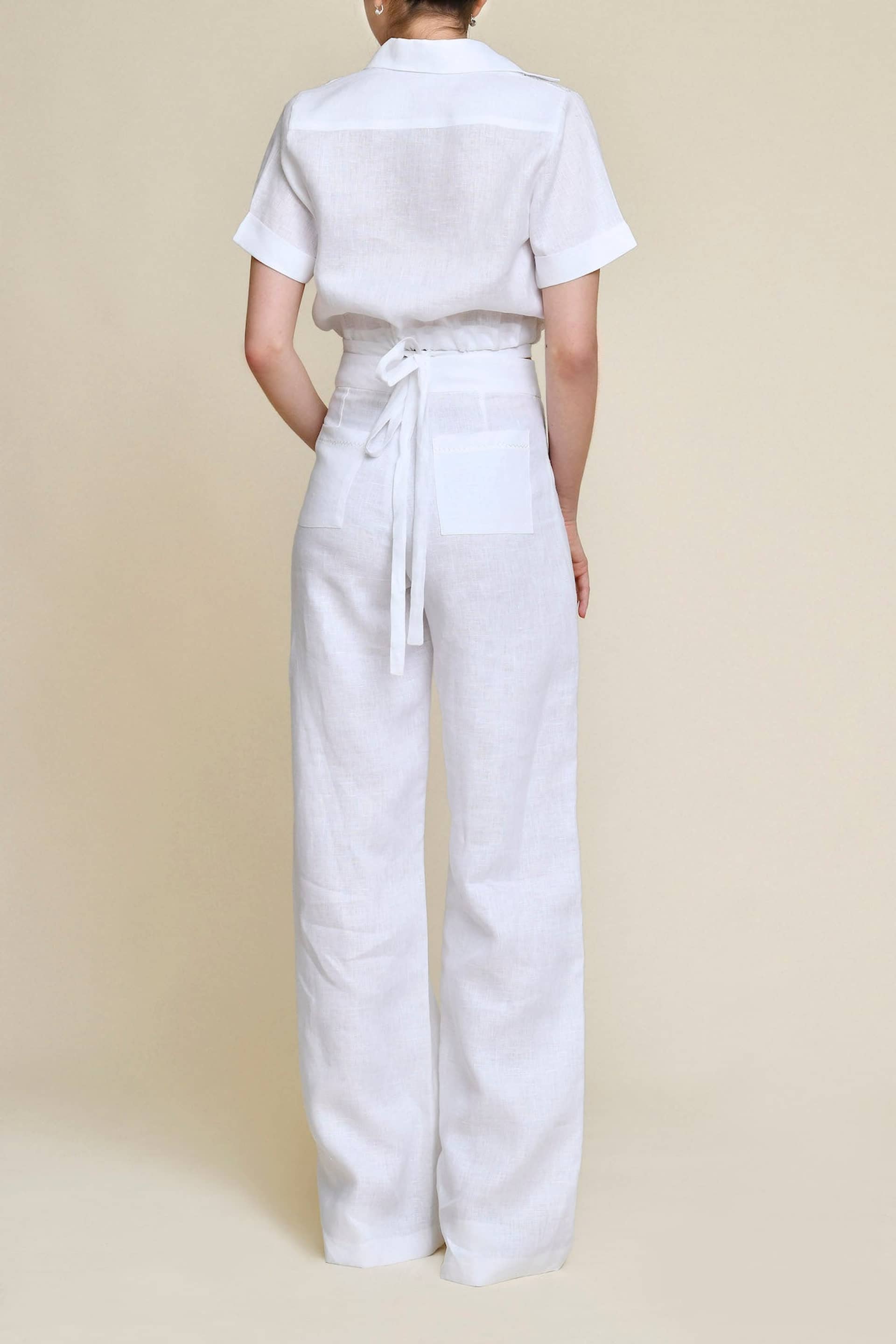 Paseo 100% Linen Pants - White made by Francesca Miranda