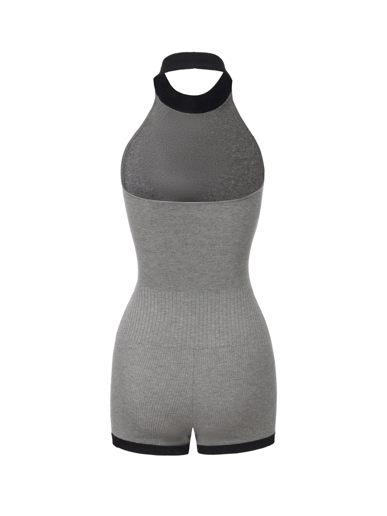 Ava Contrast Halter Knit Grey Romper made by Nana Jacqueline