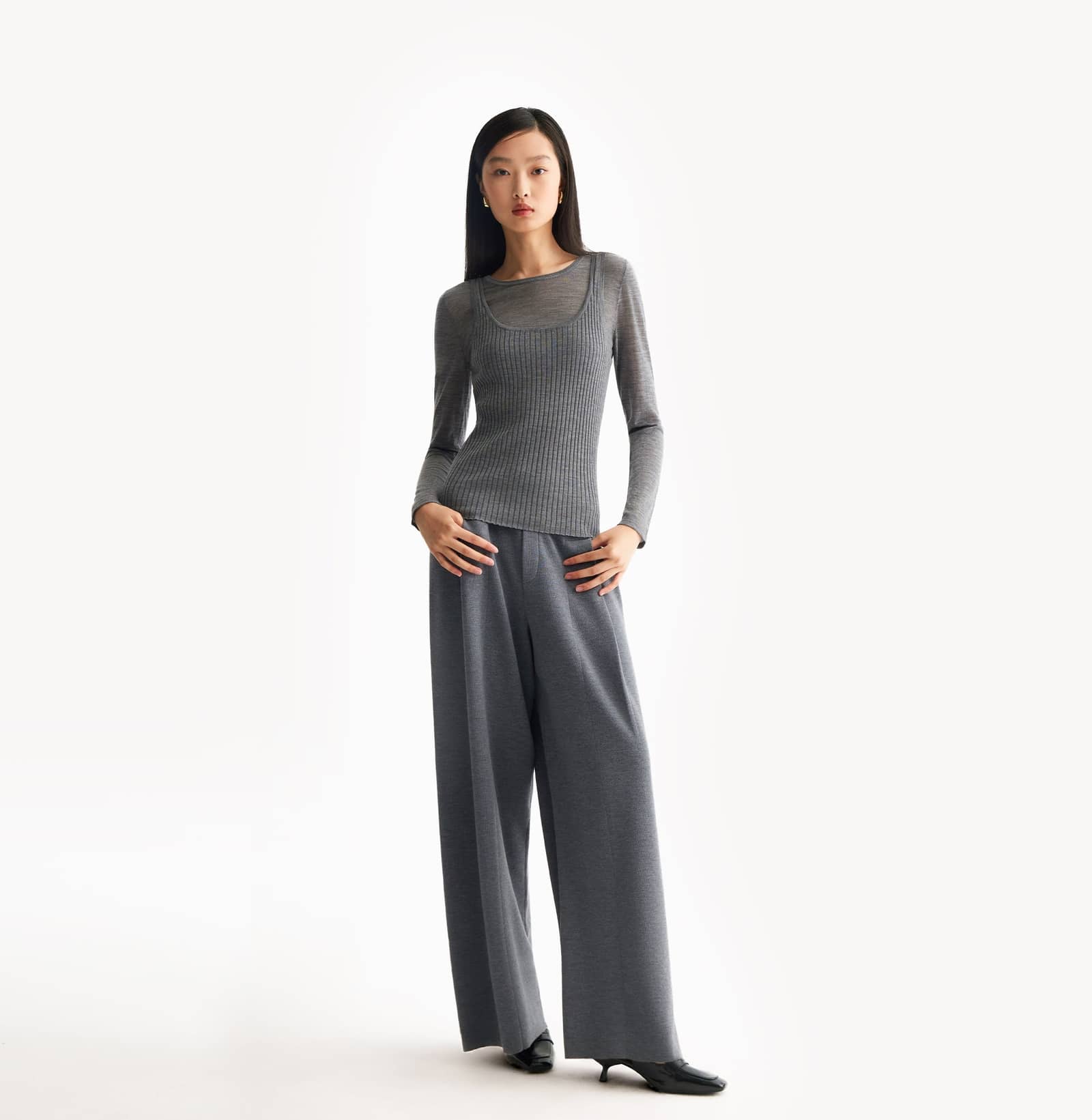 WOOL LAYERED CREWNECK TOP made by CRUSH Collection