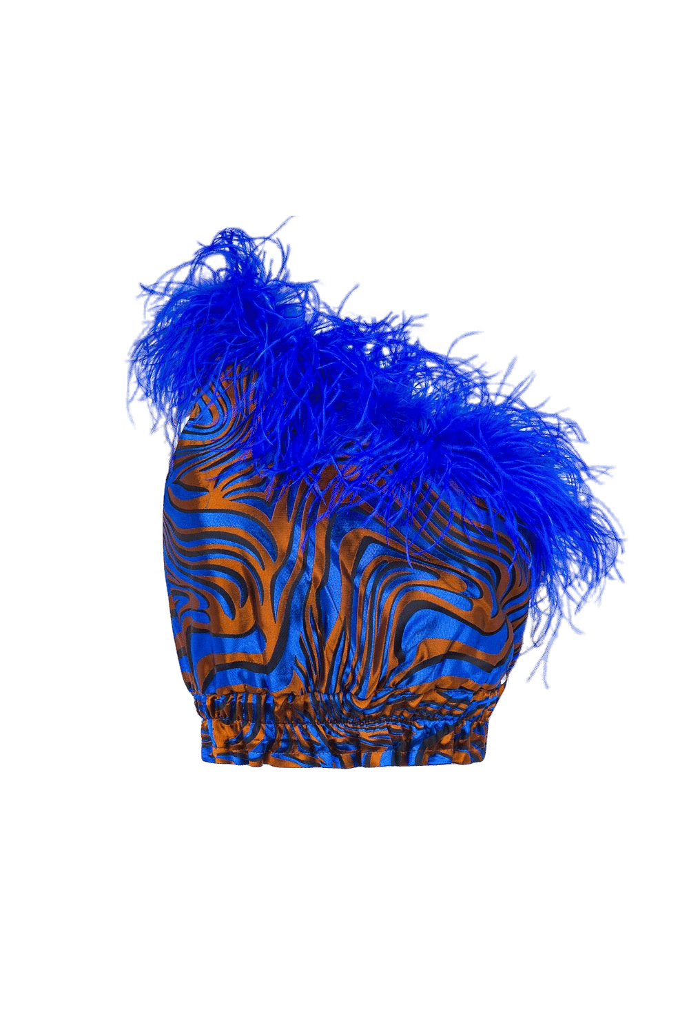 Blue Marilyn Top With Feathers Details made by ANDREEVA