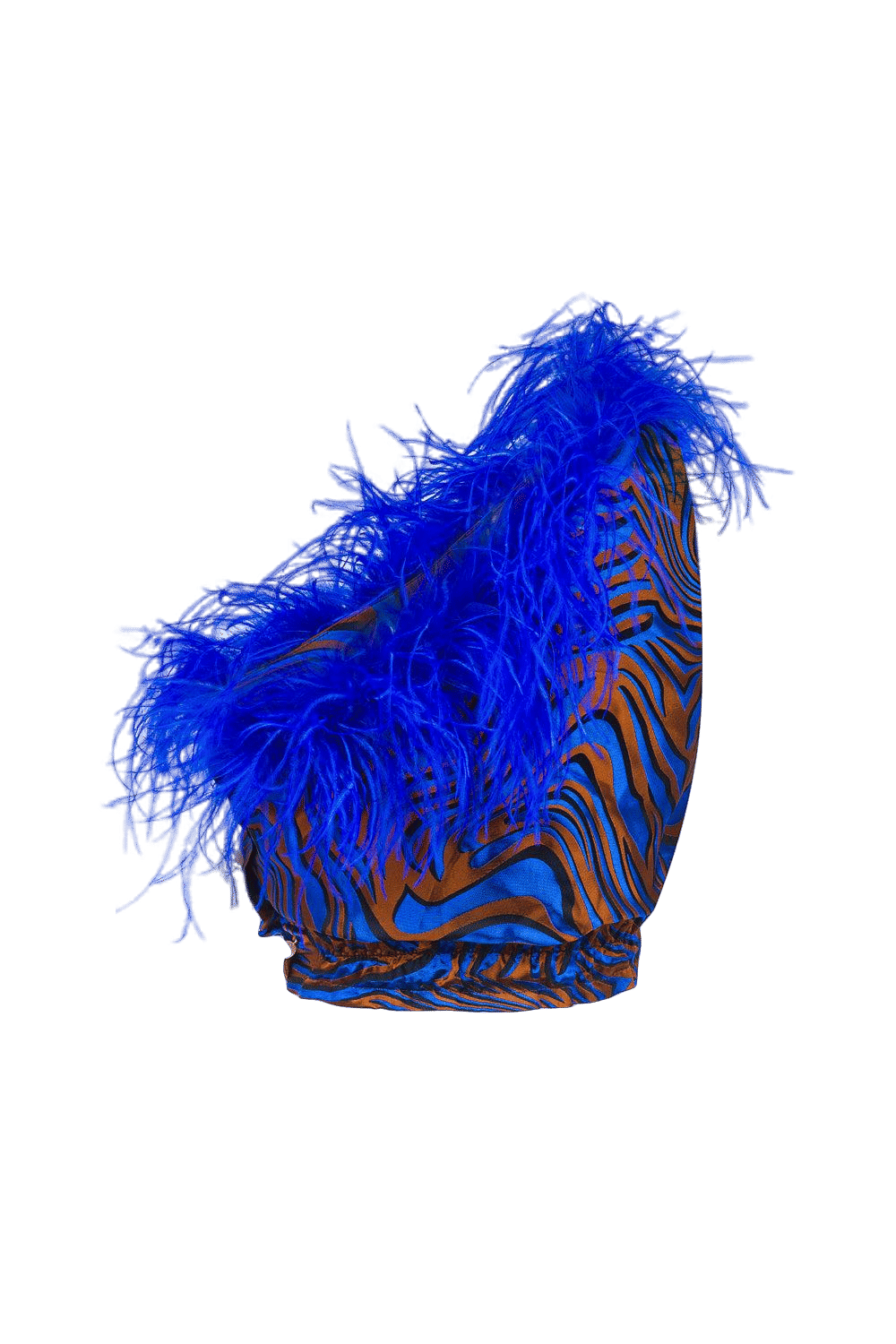 Blue Marilyn Top With Feathers Details made by ANDREEVA