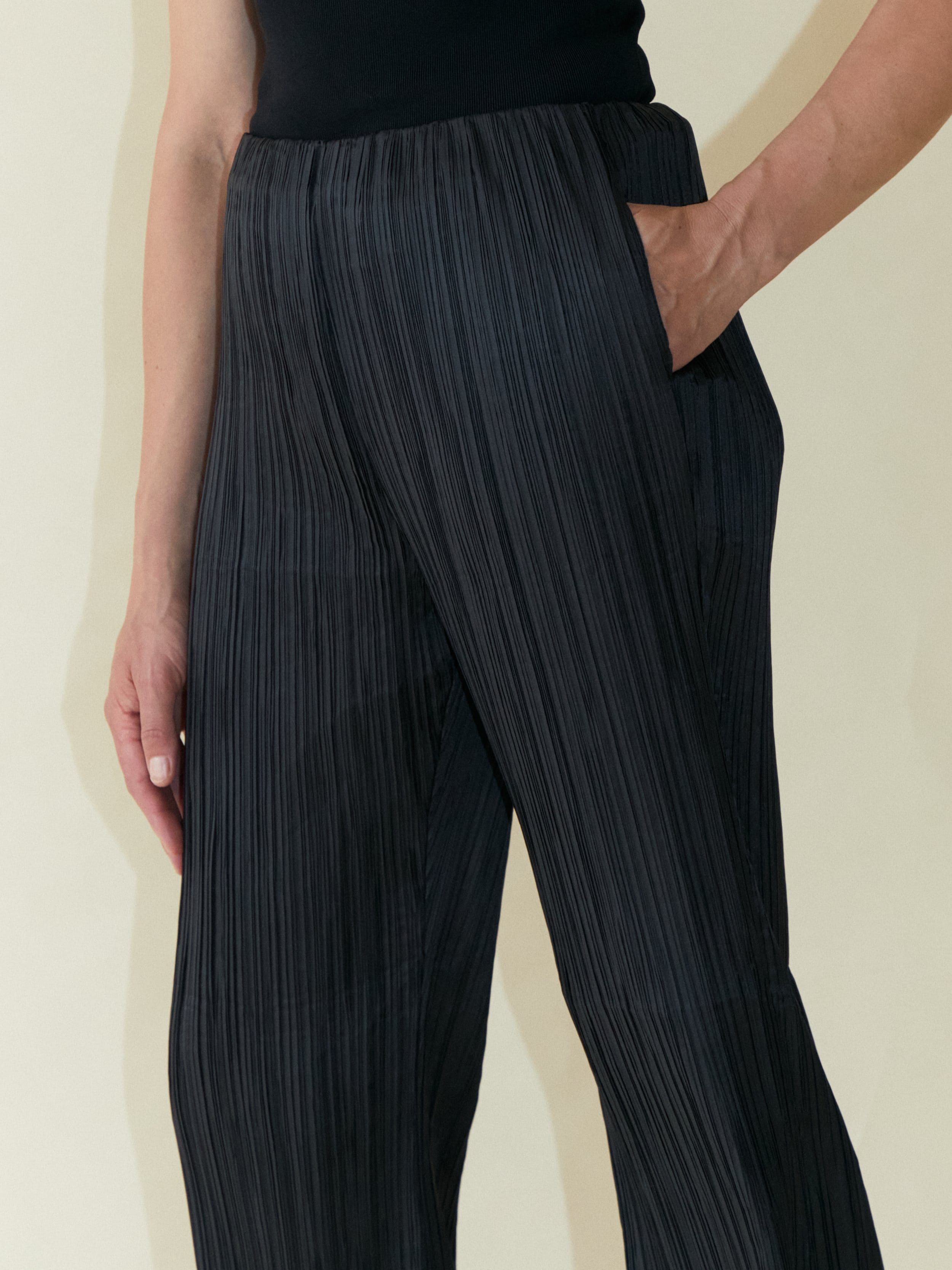 Tree Bark Mini Flare Trousers - Black made by CAHAYA STUDIOS