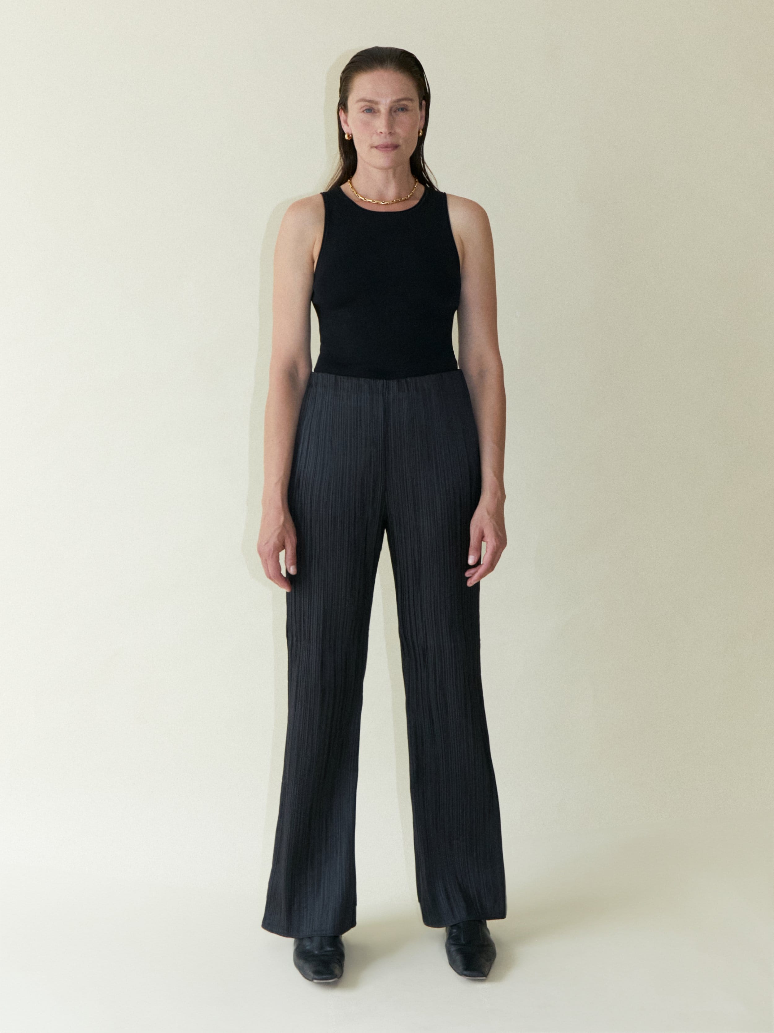 Tree Bark Mini Flare Trousers - Black made by CAHAYA STUDIOS