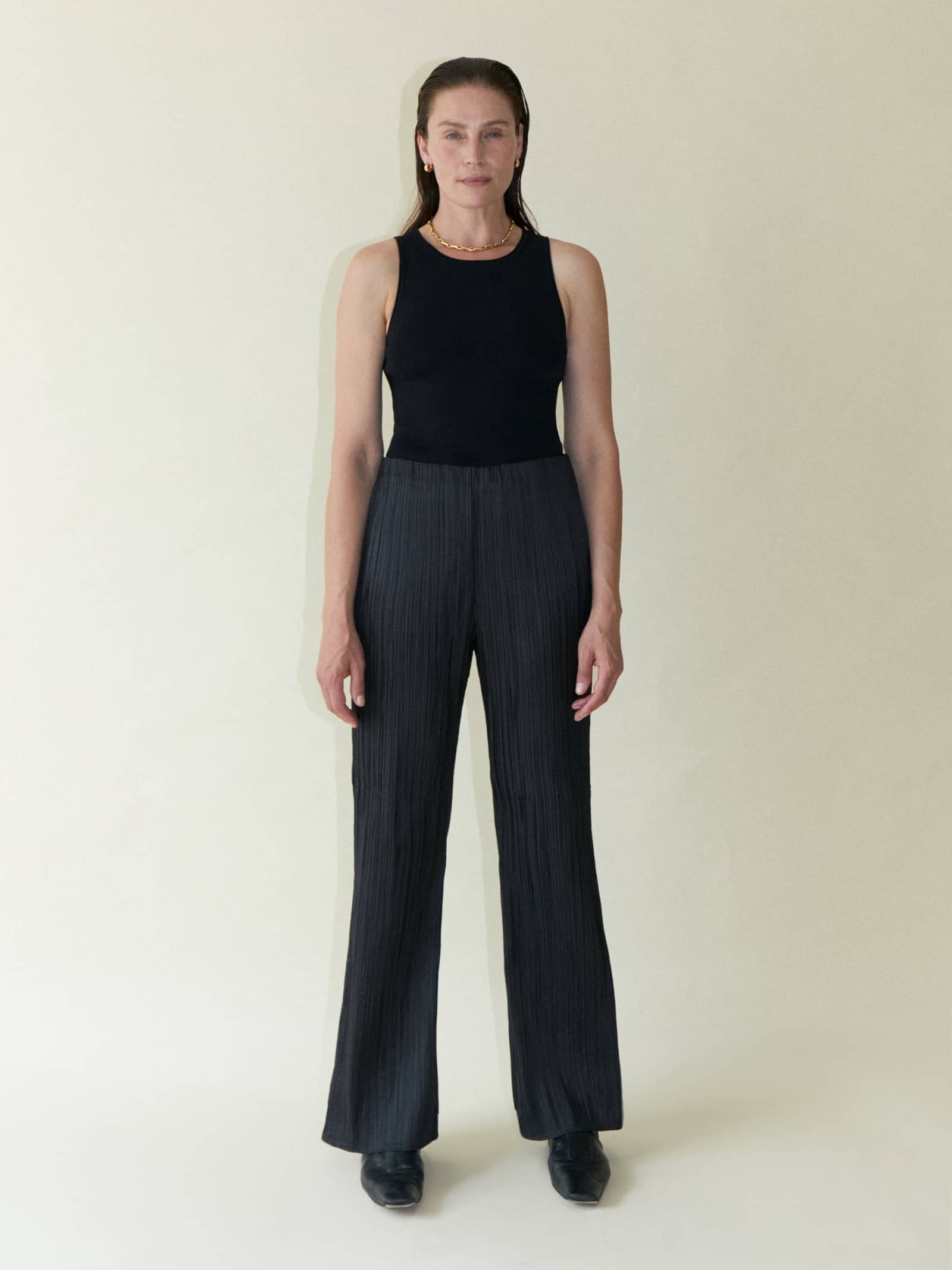 Tree Bark Mini Flare Trousers - Black made by CAHAYA STUDIOS