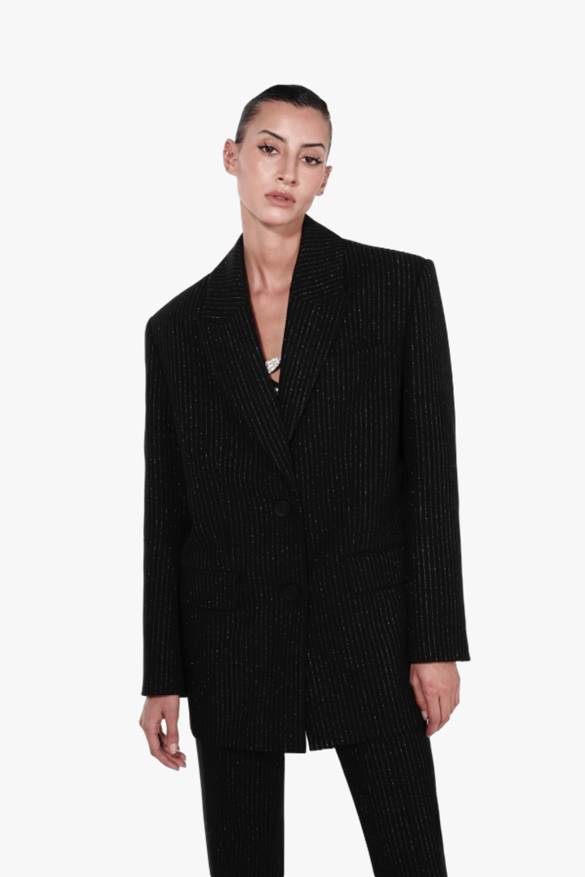 TAILORED PINSTRIPED BLAZER made by NUÉ