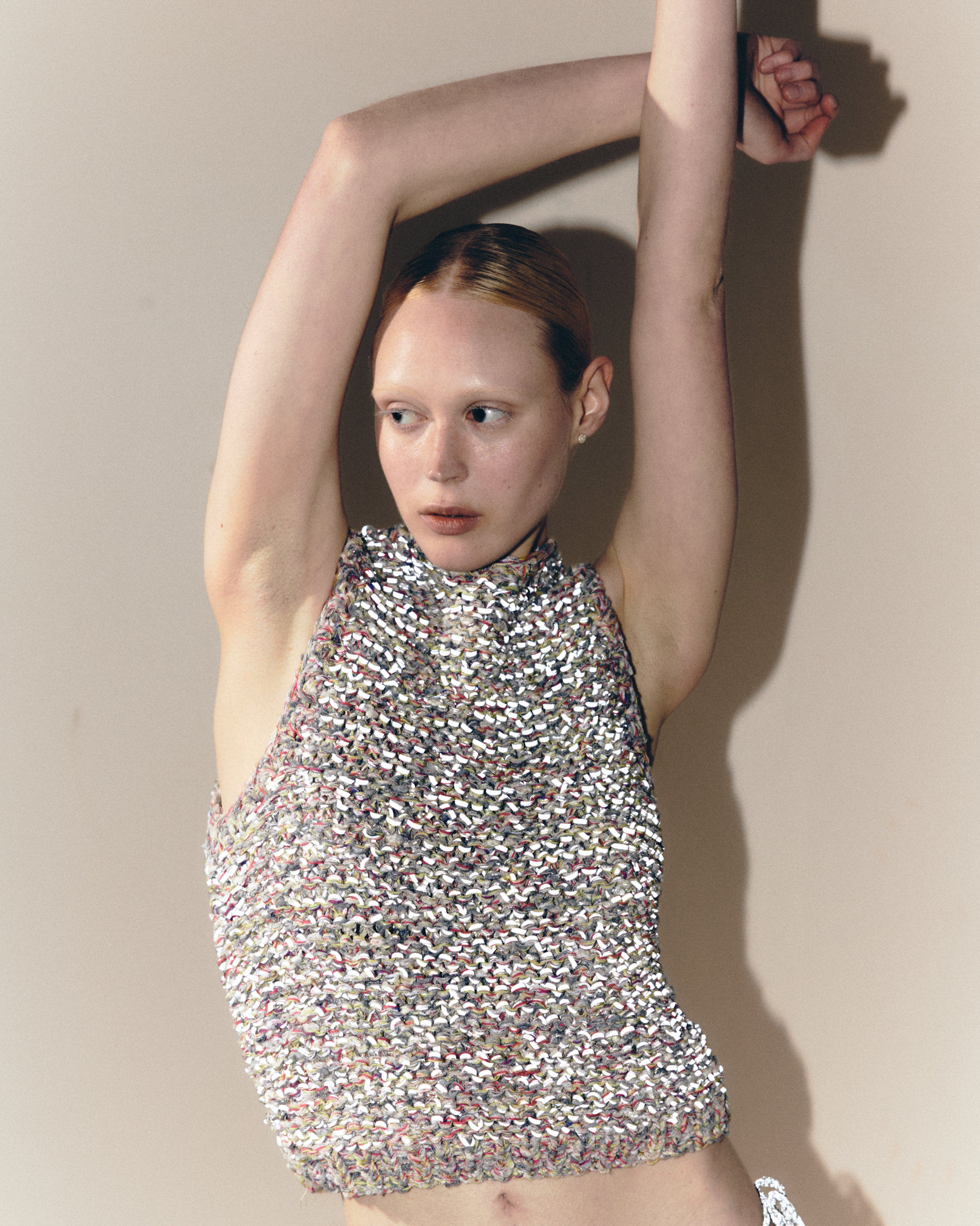 Reflective couture top made by KNITEL