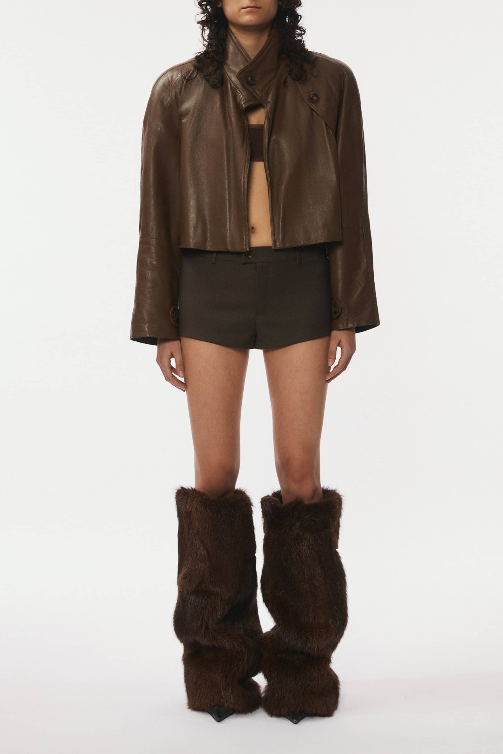 Leather Jacket Short - Brown made by Gemme Collective