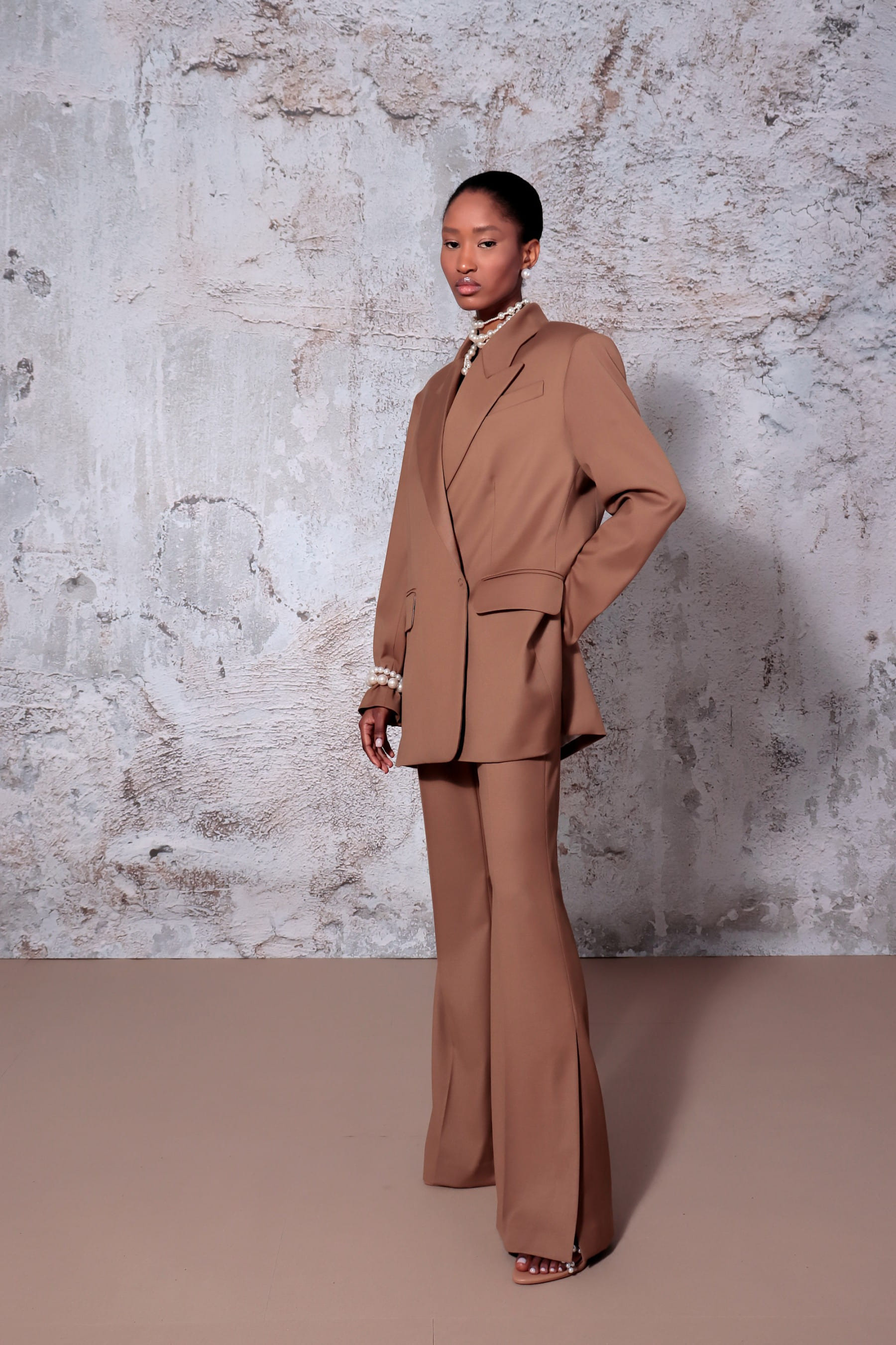 Blair Camel Brown Blazer made by HALEWSKI