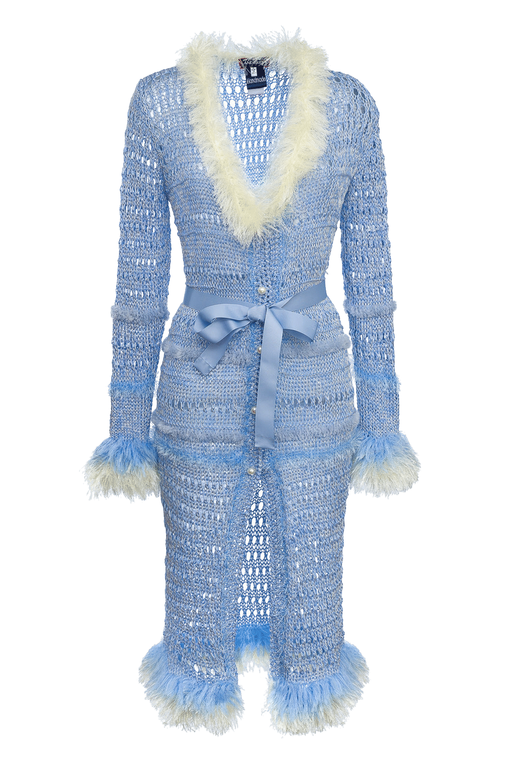 Baby Blue Rose Handmade Knit Dress-Cardigan made by ANDREEVA