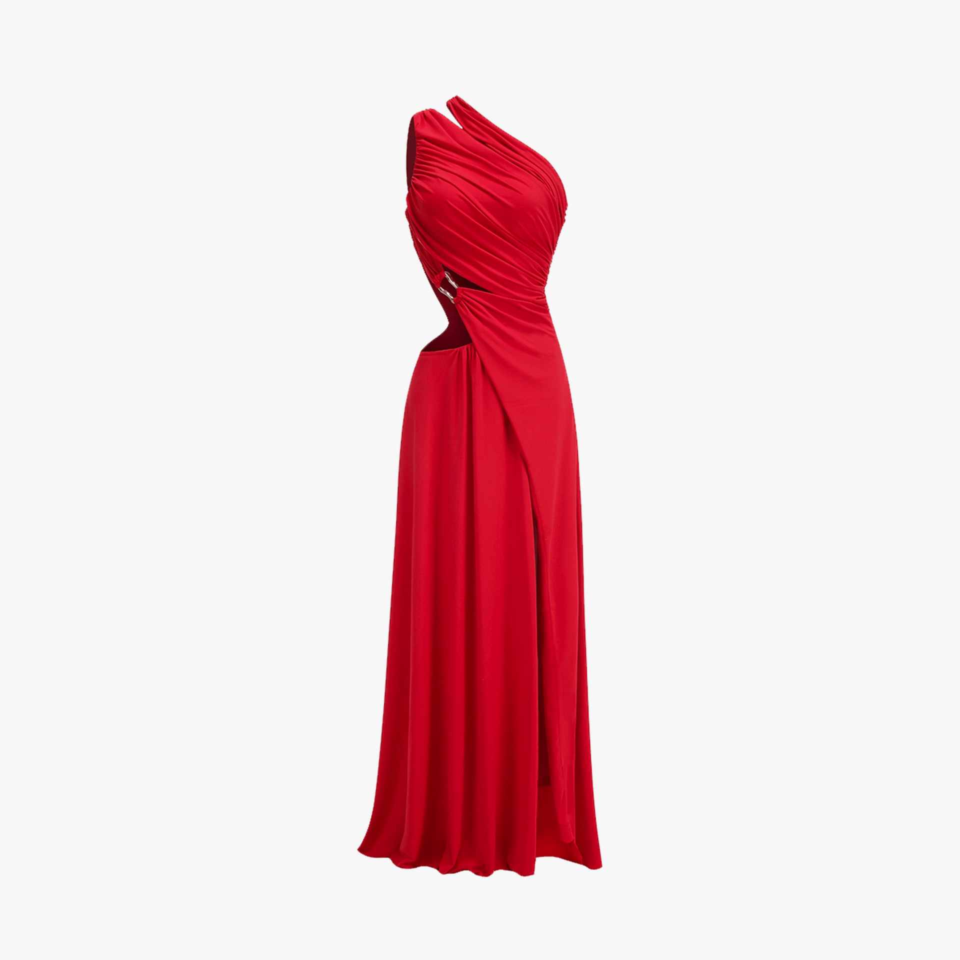 Red Jersey One Sleeve Draped Dress made by Daniele Morena