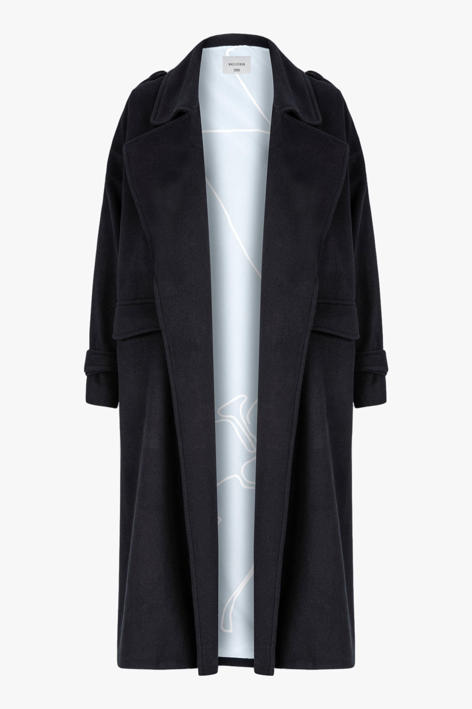 Laura Oversized Coat in Navy Blue made by Nazli Ceren
